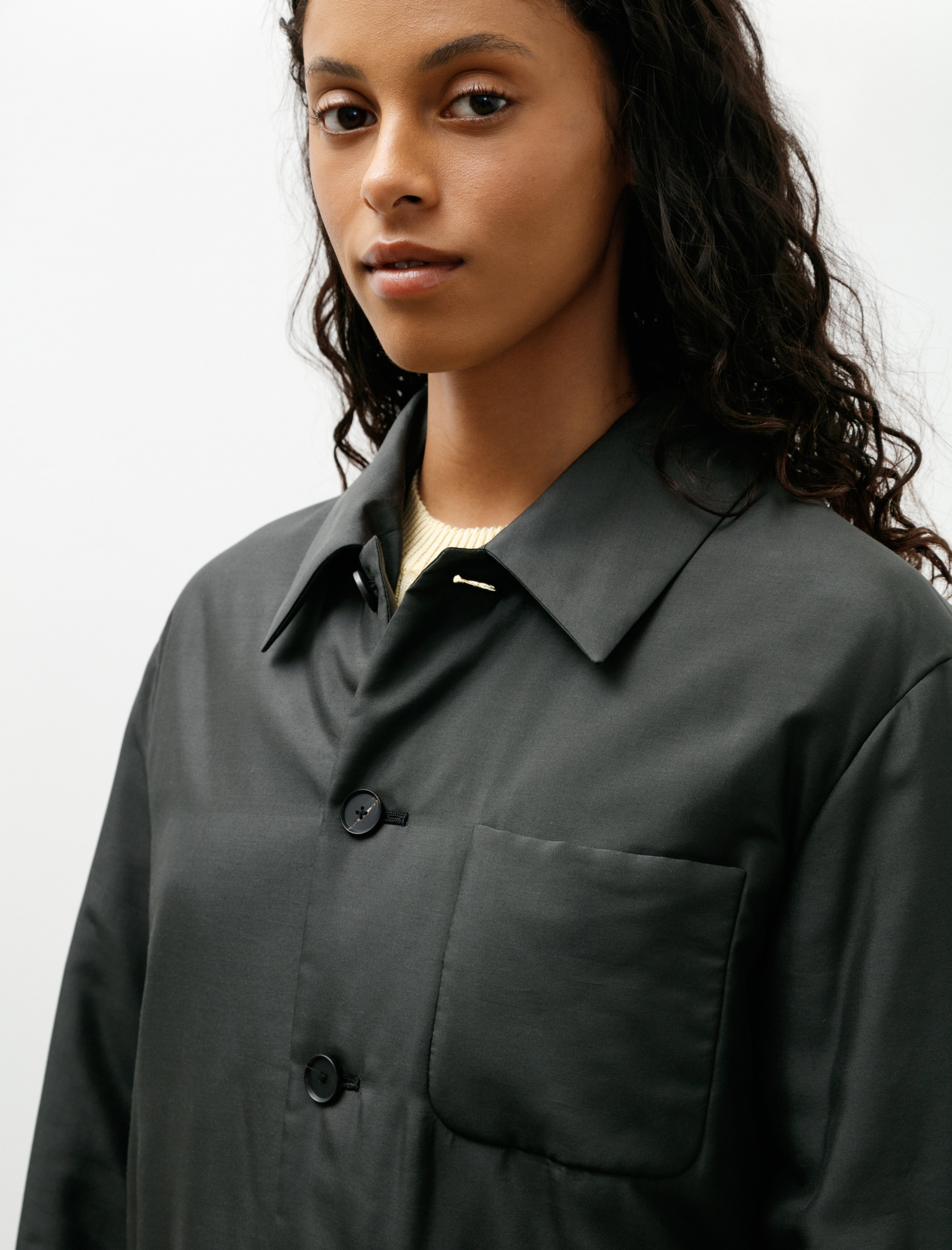 Auralee Light Silk Padded Blouson Ink Black