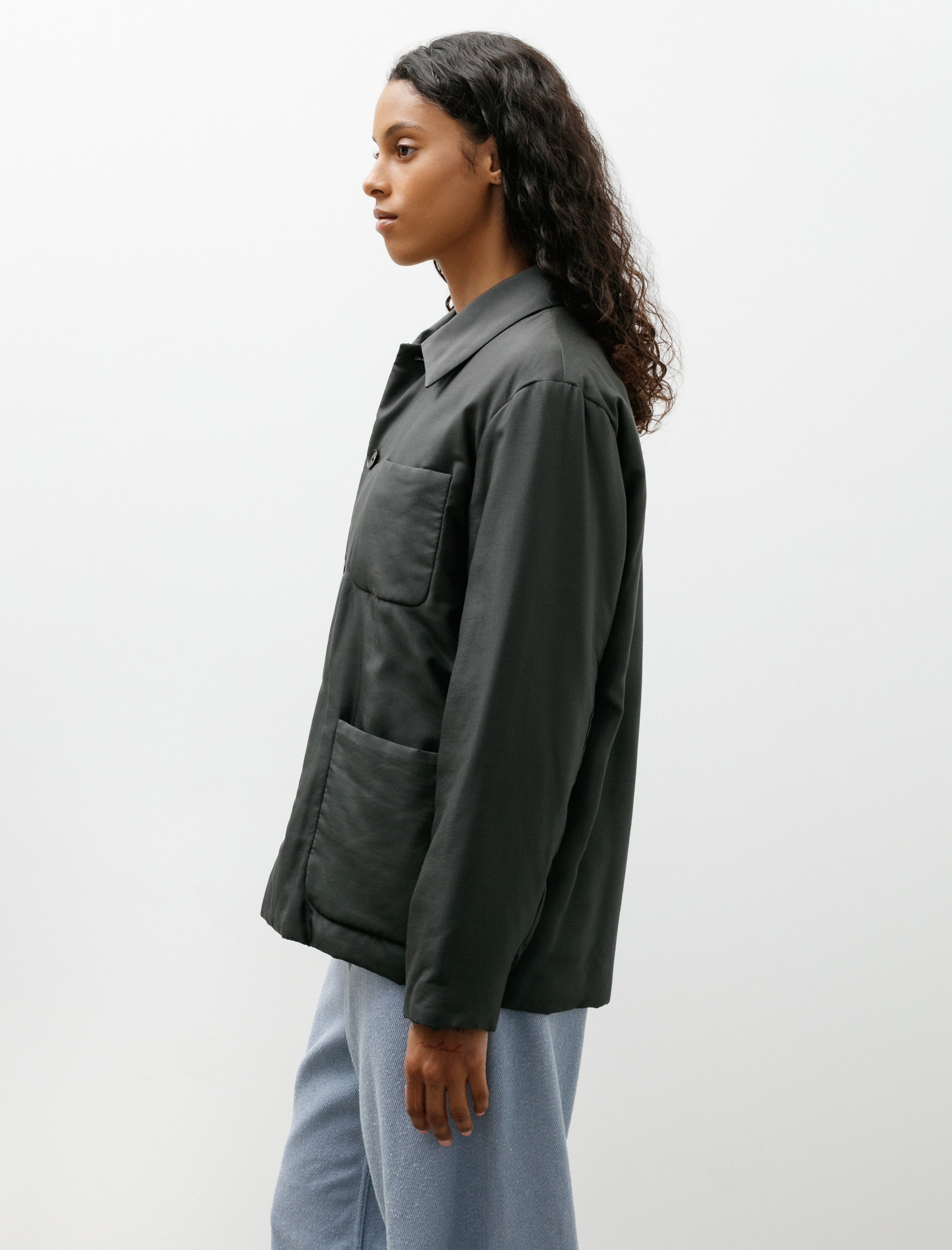 Auralee Light Silk Padded Blouson Ink Black