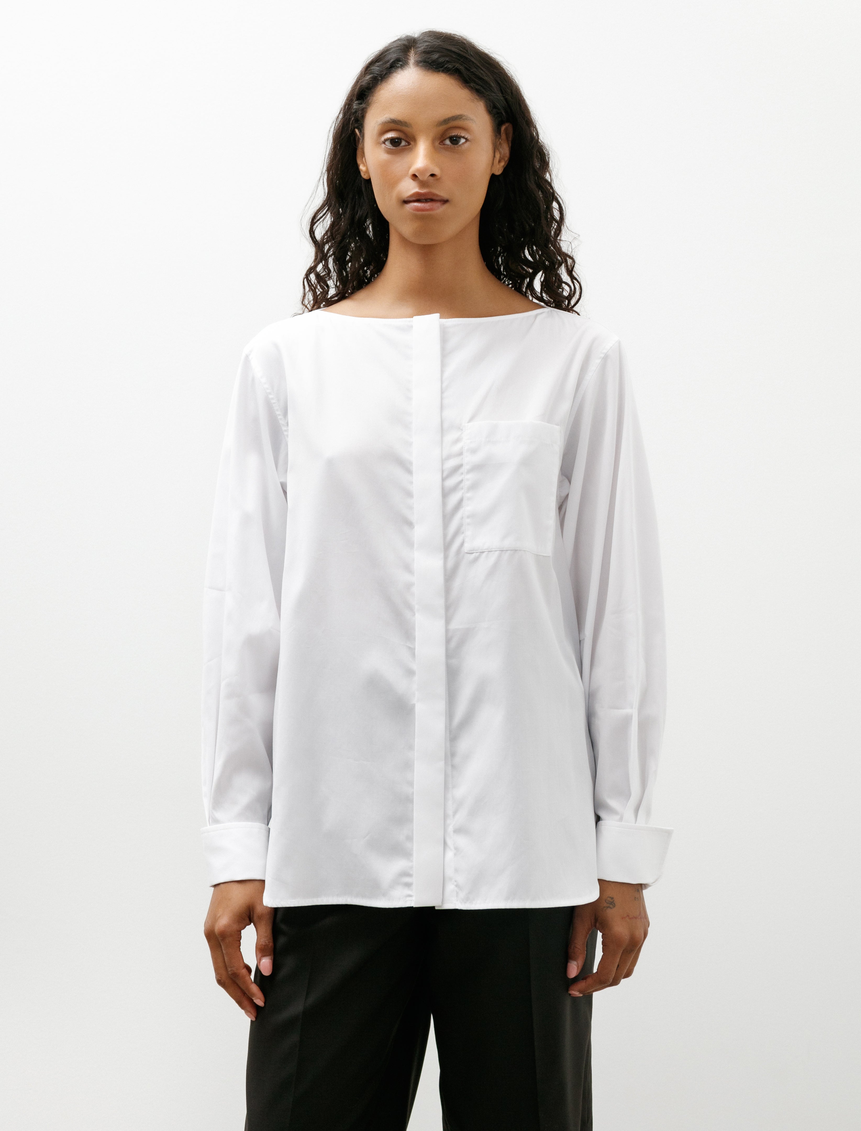 Ernie Palo Volume Sleeve Boatneck Shirt White