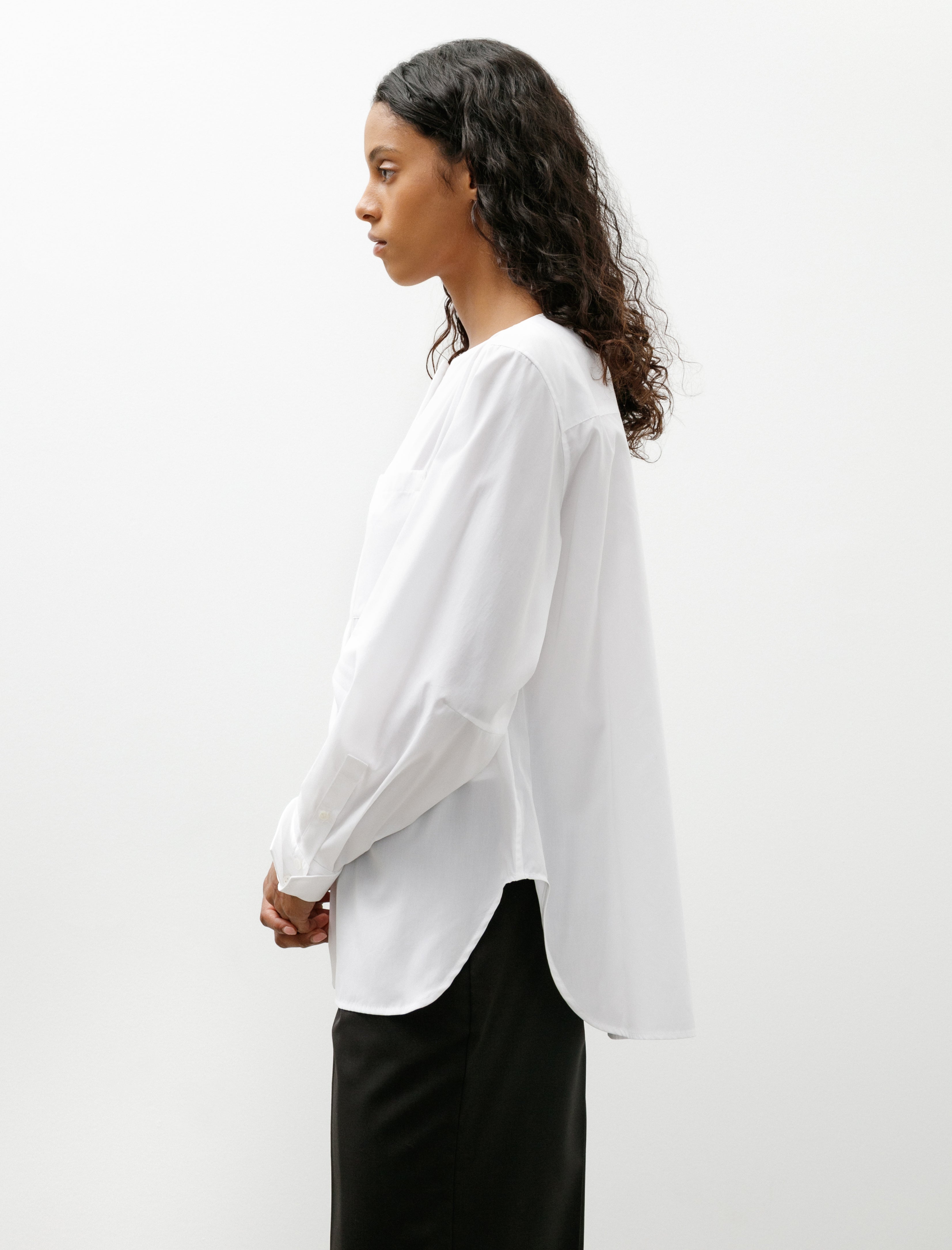 Ernie Palo Volume Sleeve Boatneck Shirt White
