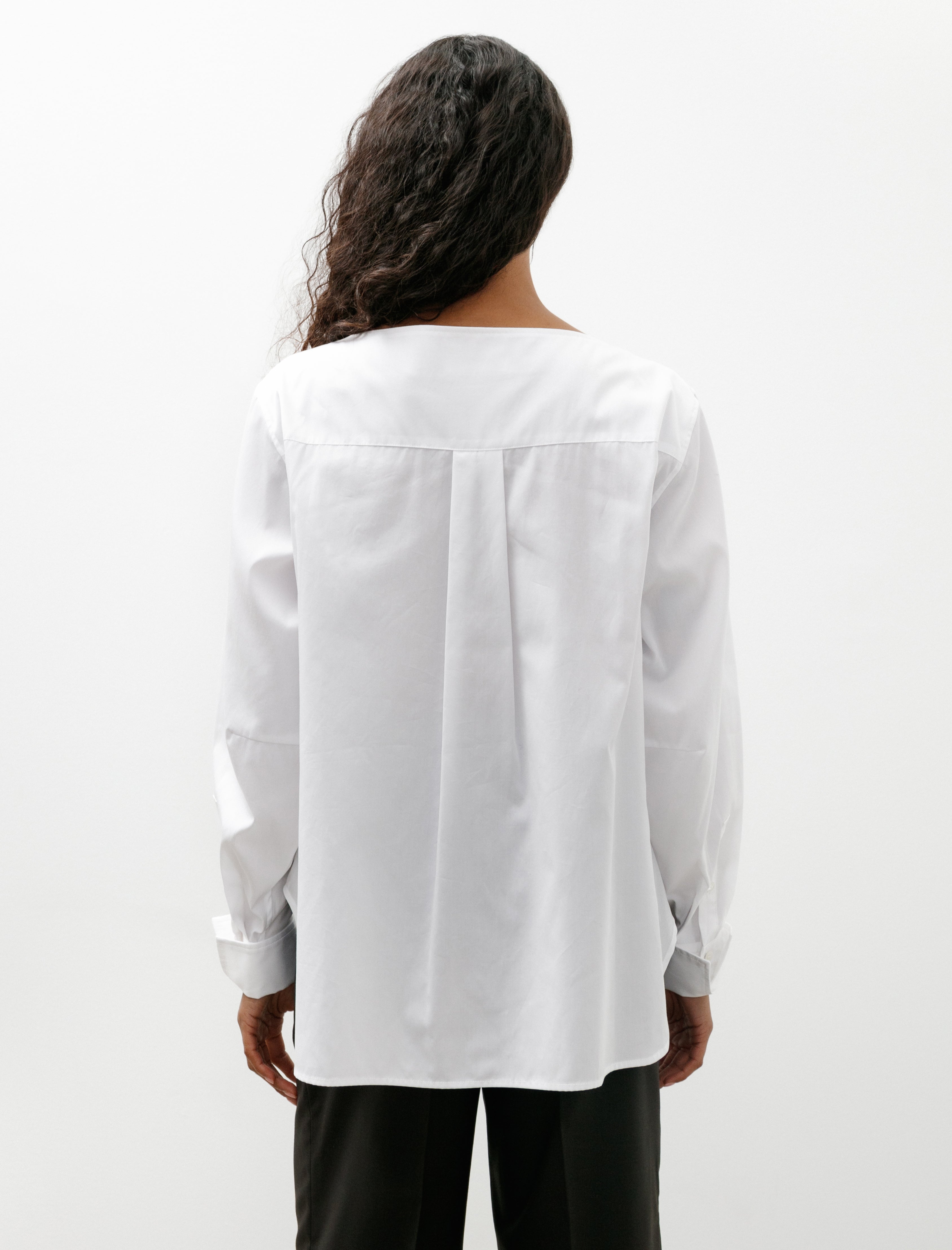 Ernie Palo Volume Sleeve Boatneck Shirt White