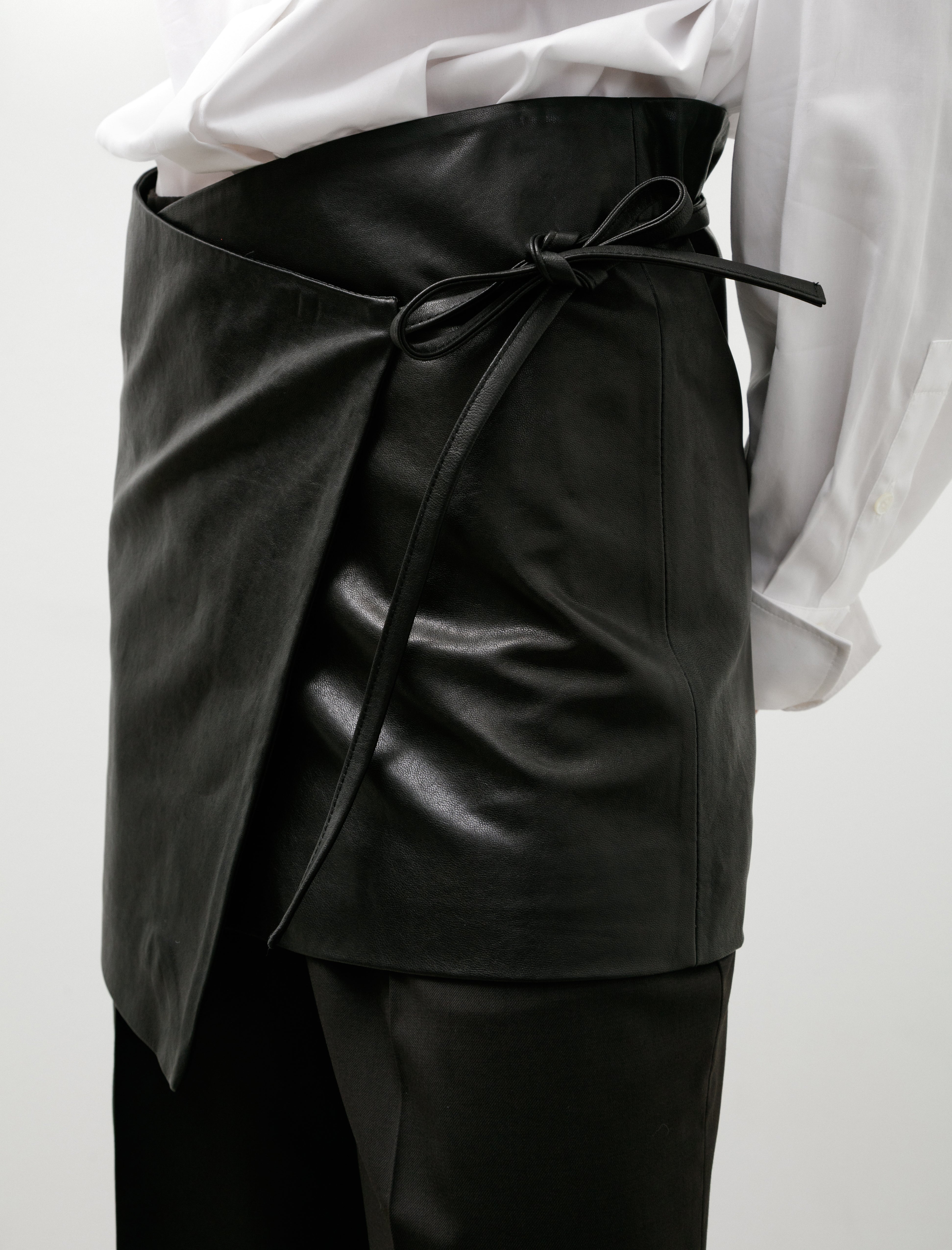 Ernie Palo Leather Wrap Skirt Black