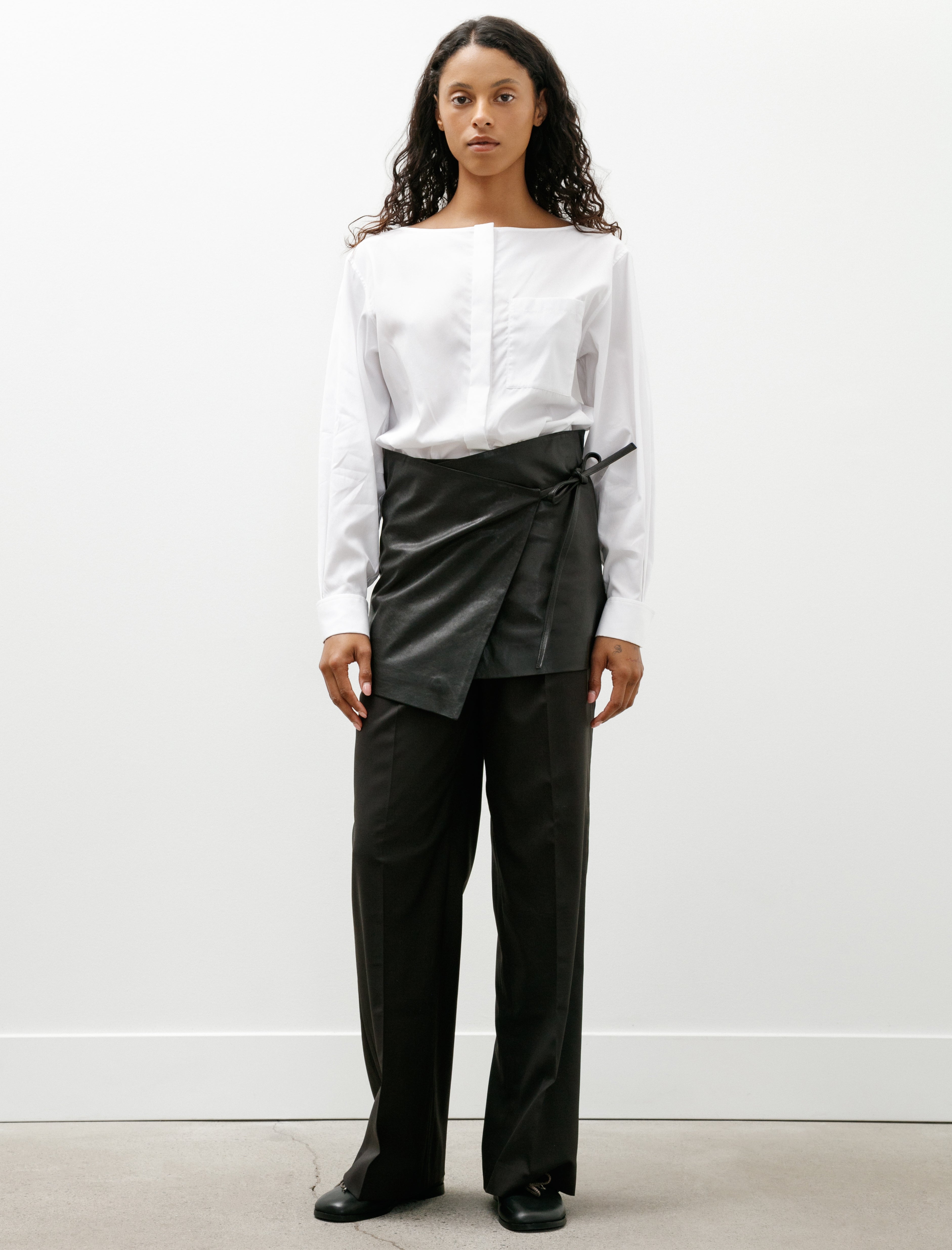 Ernie Palo Leather Wrap Skirt Black