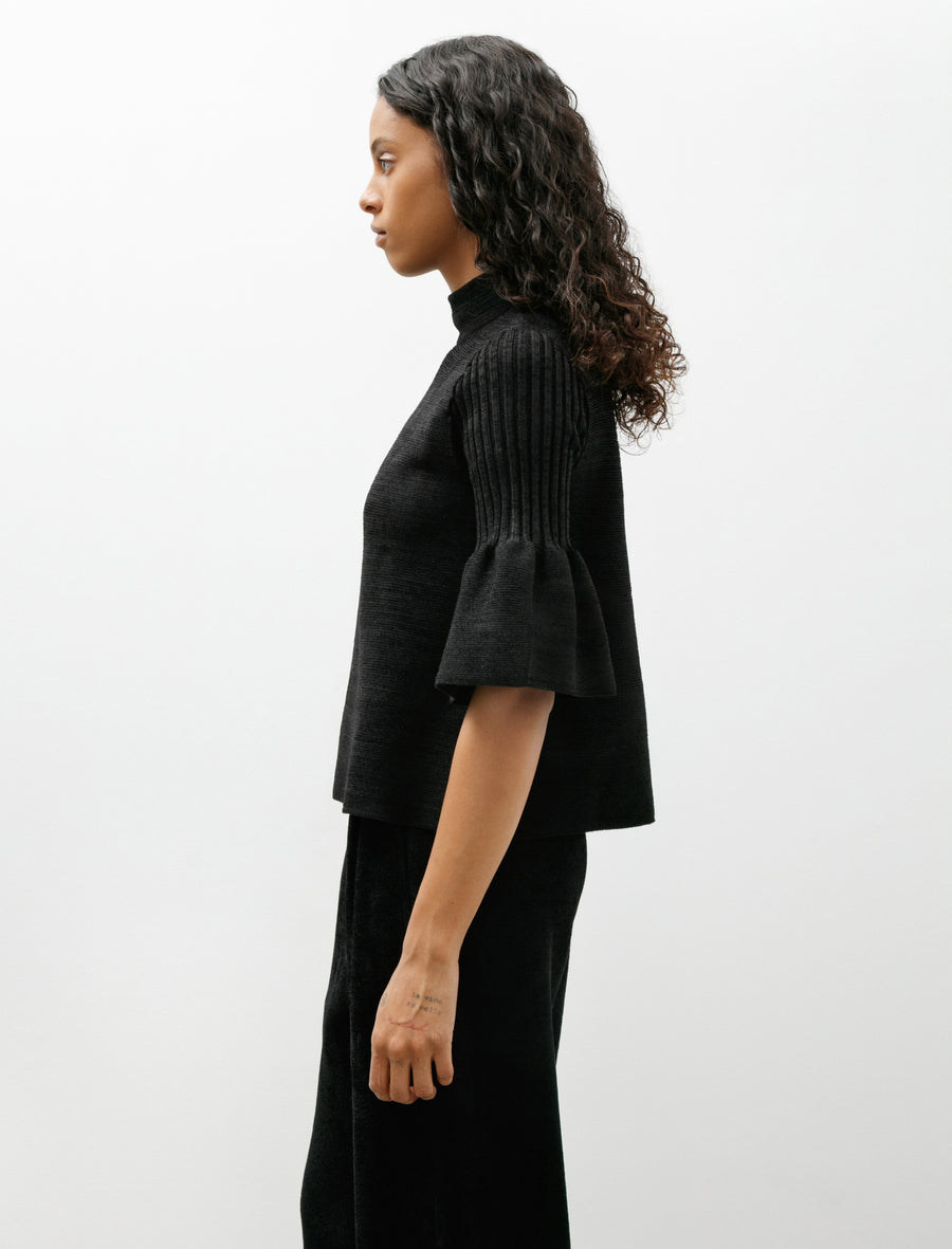 Pottery Velvet Bell Sleeve Flare Top Black - Image 3