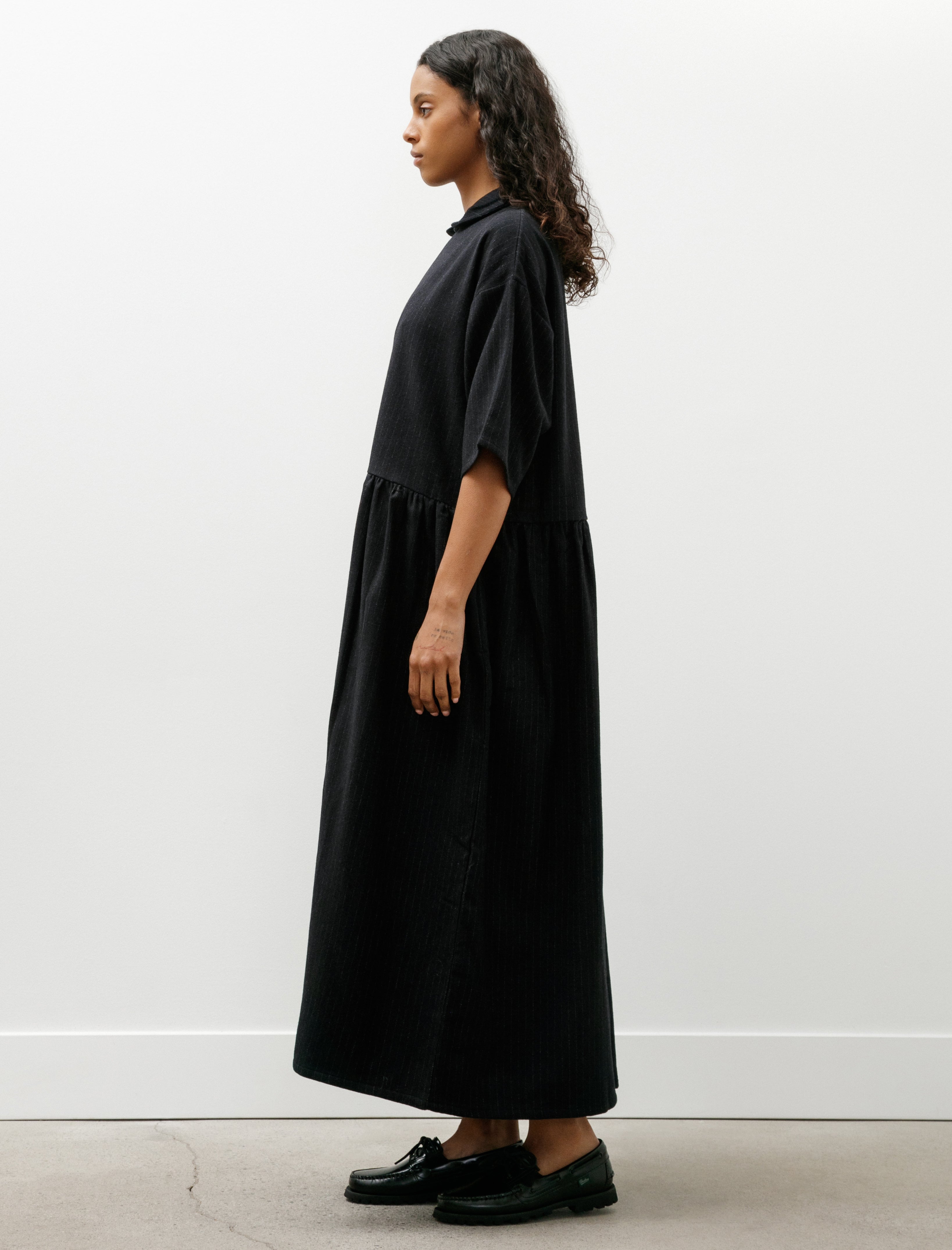 Eleph Wholly Dress Black Pinstripe