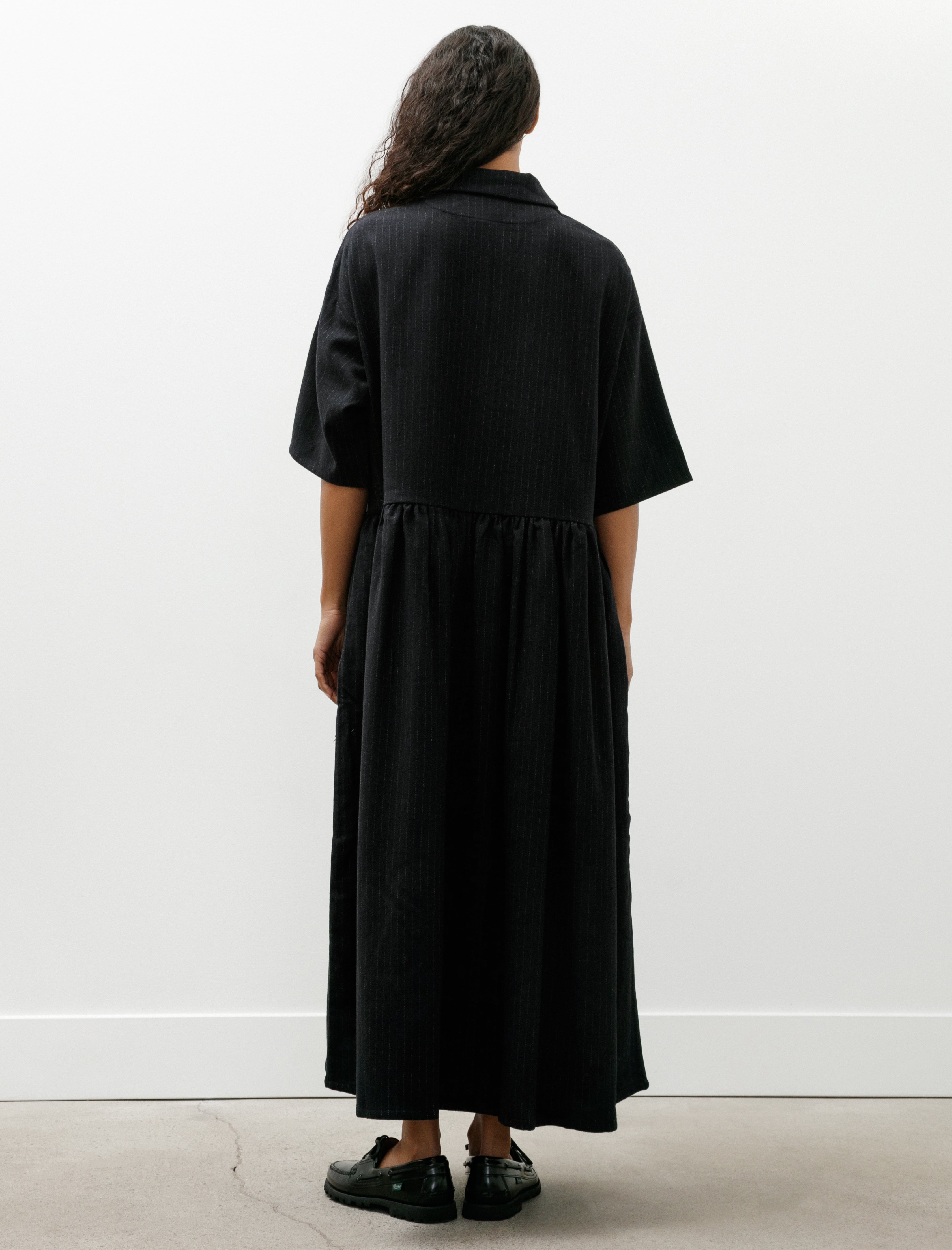 Eleph Wholly Dress Black Pinstripe