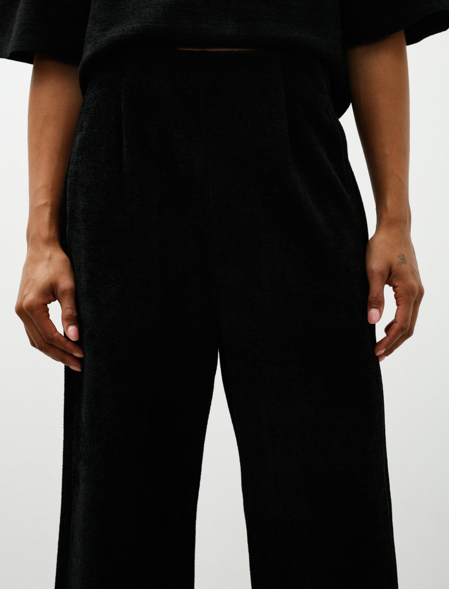 Soft Milan Velvet Wide Straight Pants Black - Image 7