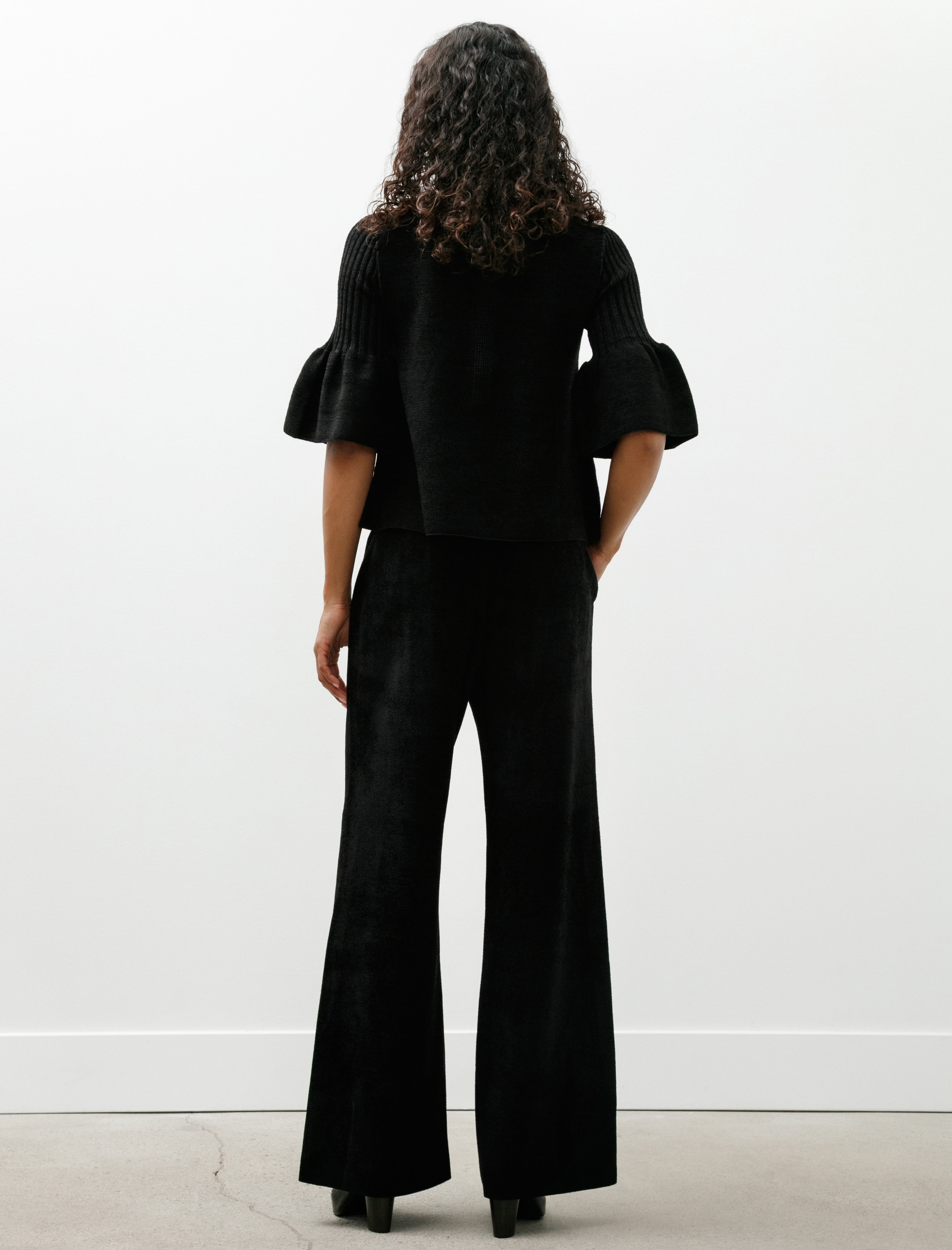 CFCL Soft Milan Velvet Wide Straight Pants Black