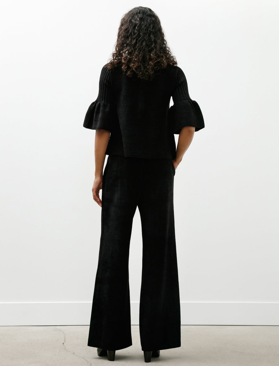 Soft Milan Velvet Wide Straight Pants Black - Image 2