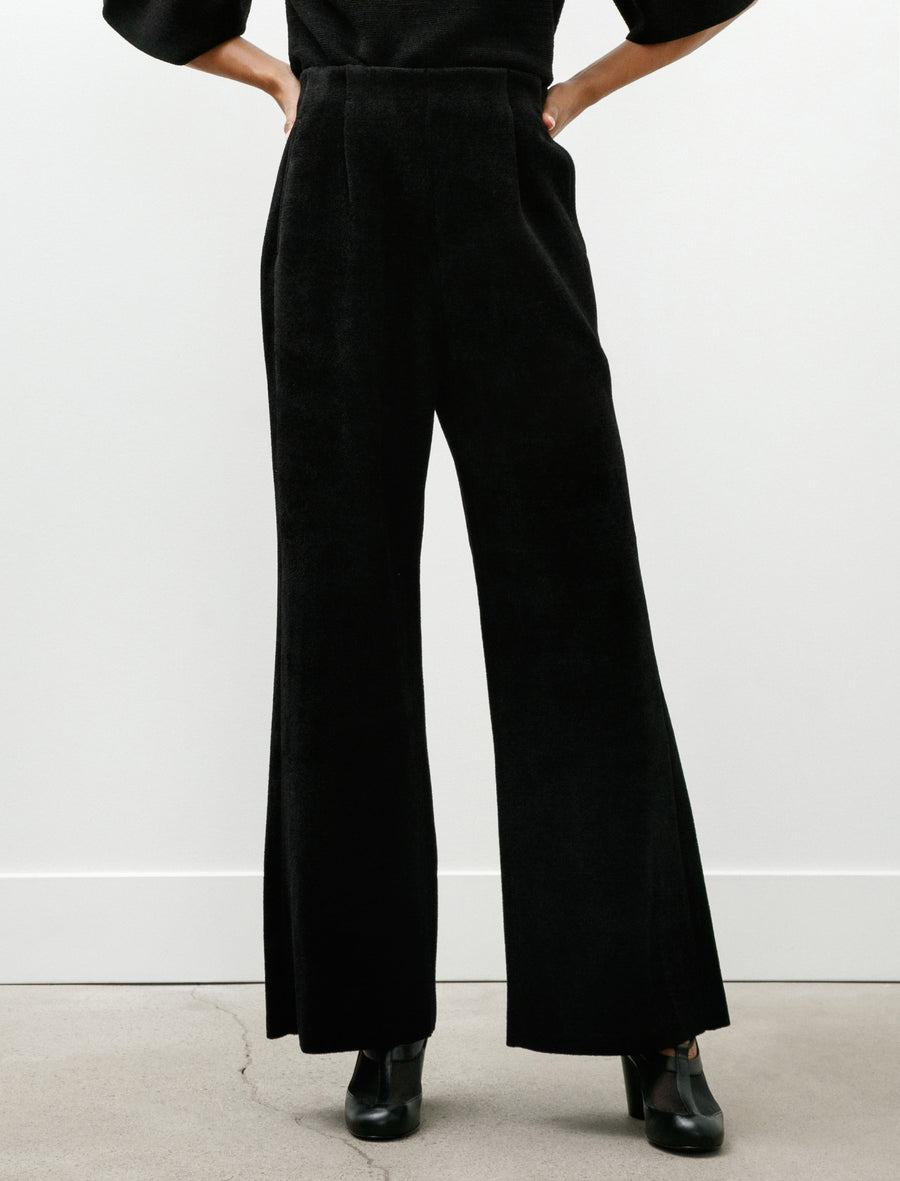 Soft Milan Velvet Wide Straight Pants Black - Image 4
