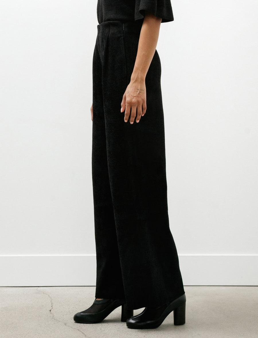 Soft Milan Velvet Wide Straight Pants Black - Image 5