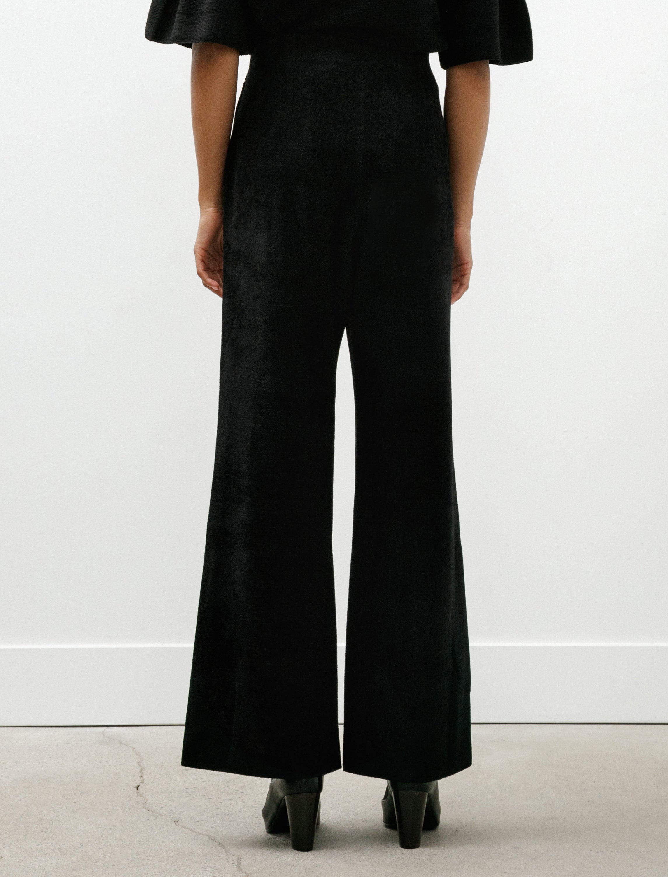 CFCL Soft Milan Velvet Wide Straight Pants Black