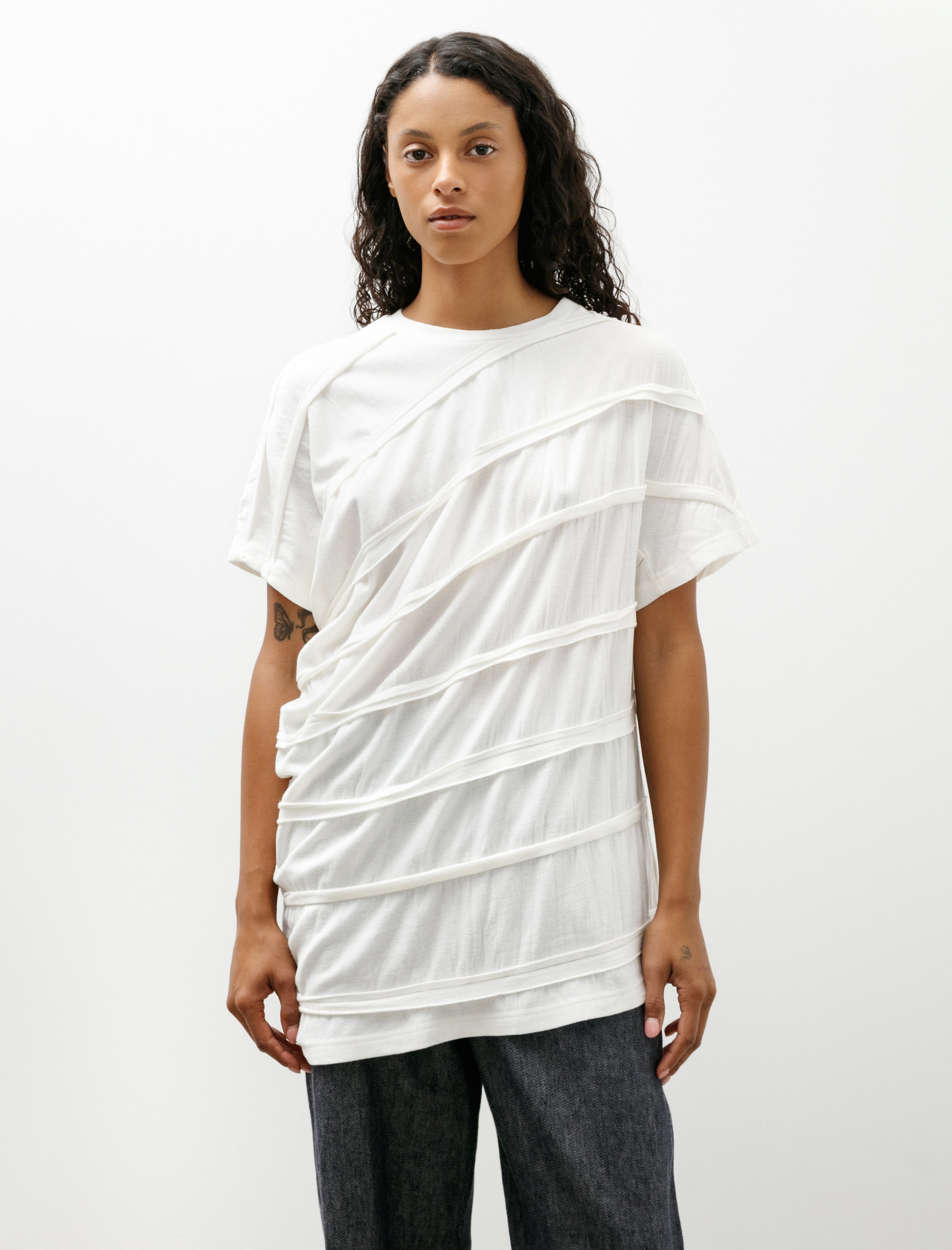 Wanze Twisted Wool Jersey Short Sleeve Ivory