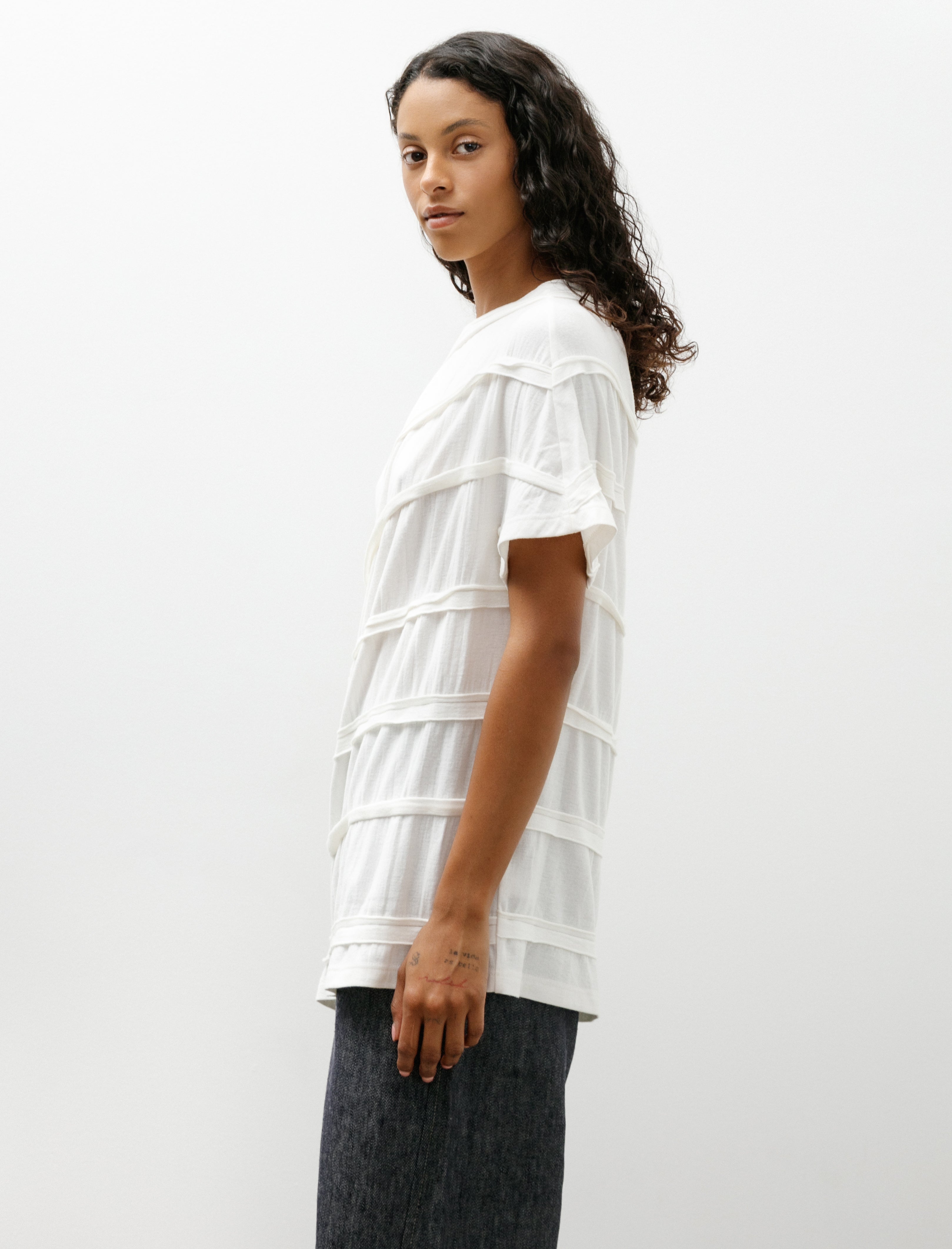 Wanze Twisted Wool Jersey Short Sleeve Ivory