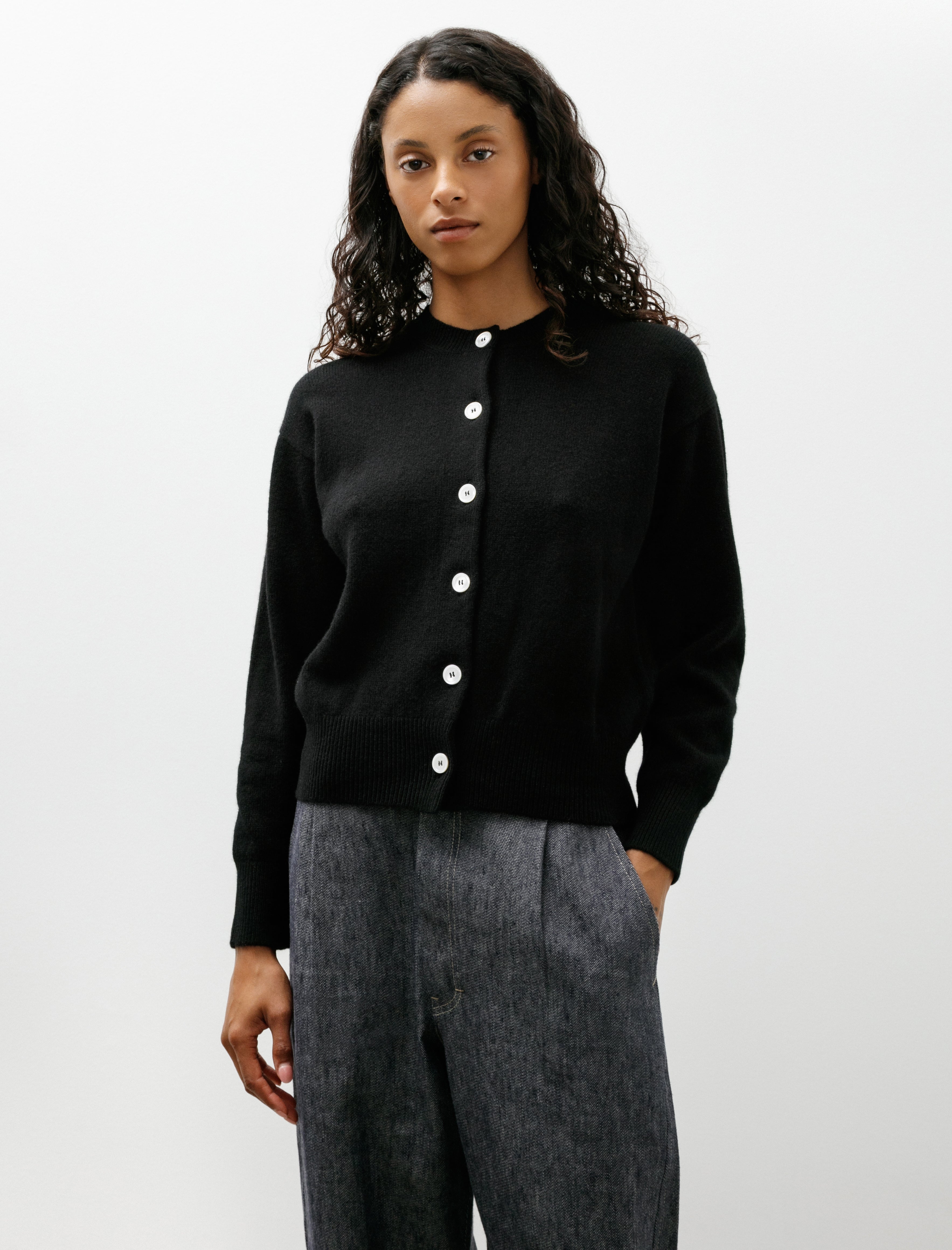 & Daughter Ada Crewneck Cardigan Black