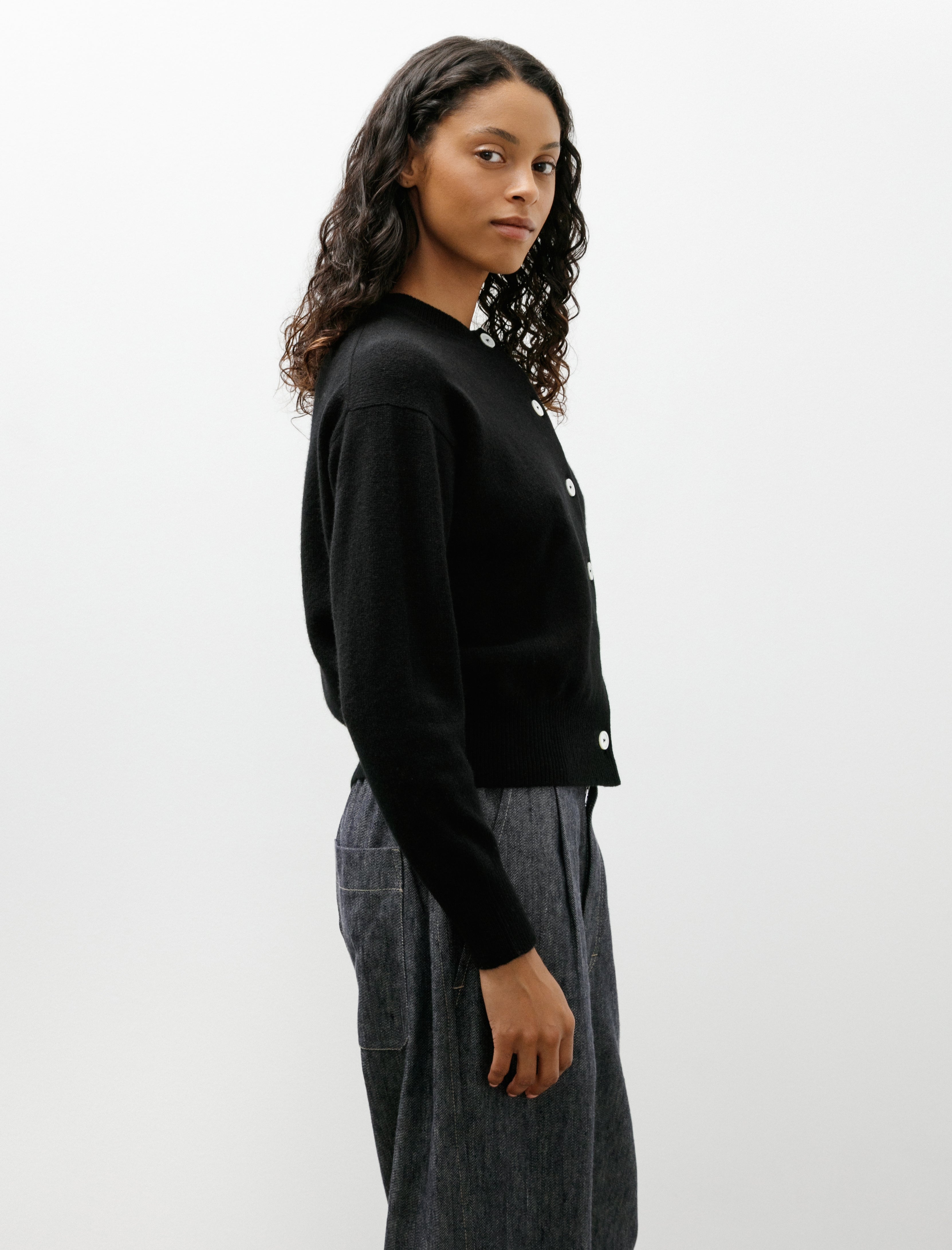& Daughter Ada Crewneck Cardigan Black