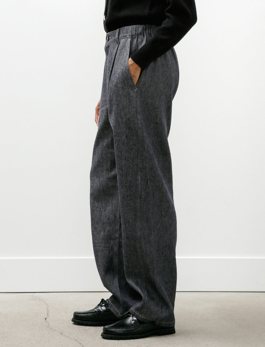 Easy Trouser Linen Cotton Denim Indigo - Image 5