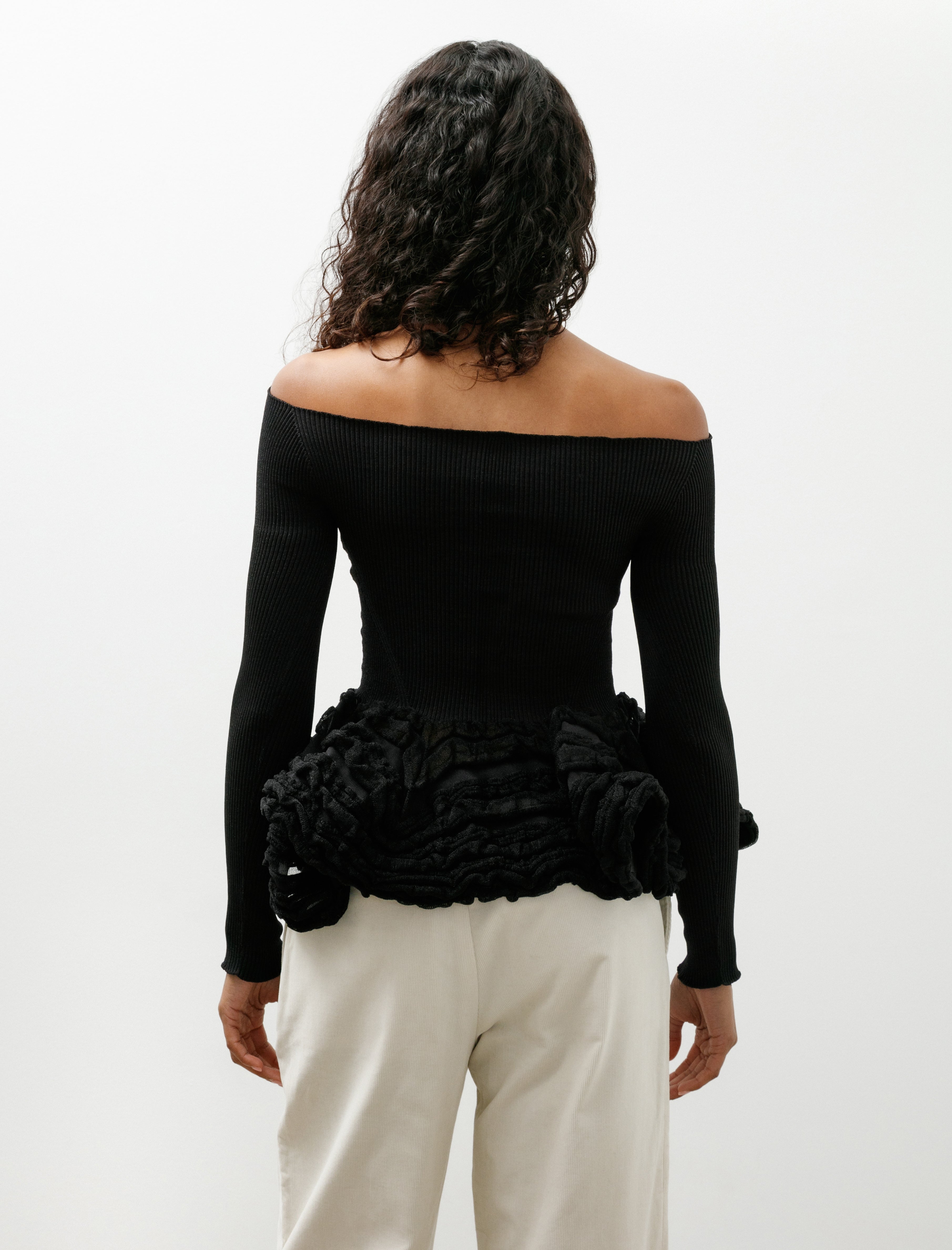 CFCL Pottery HS Swell Glitter Off Shoulder Top Black