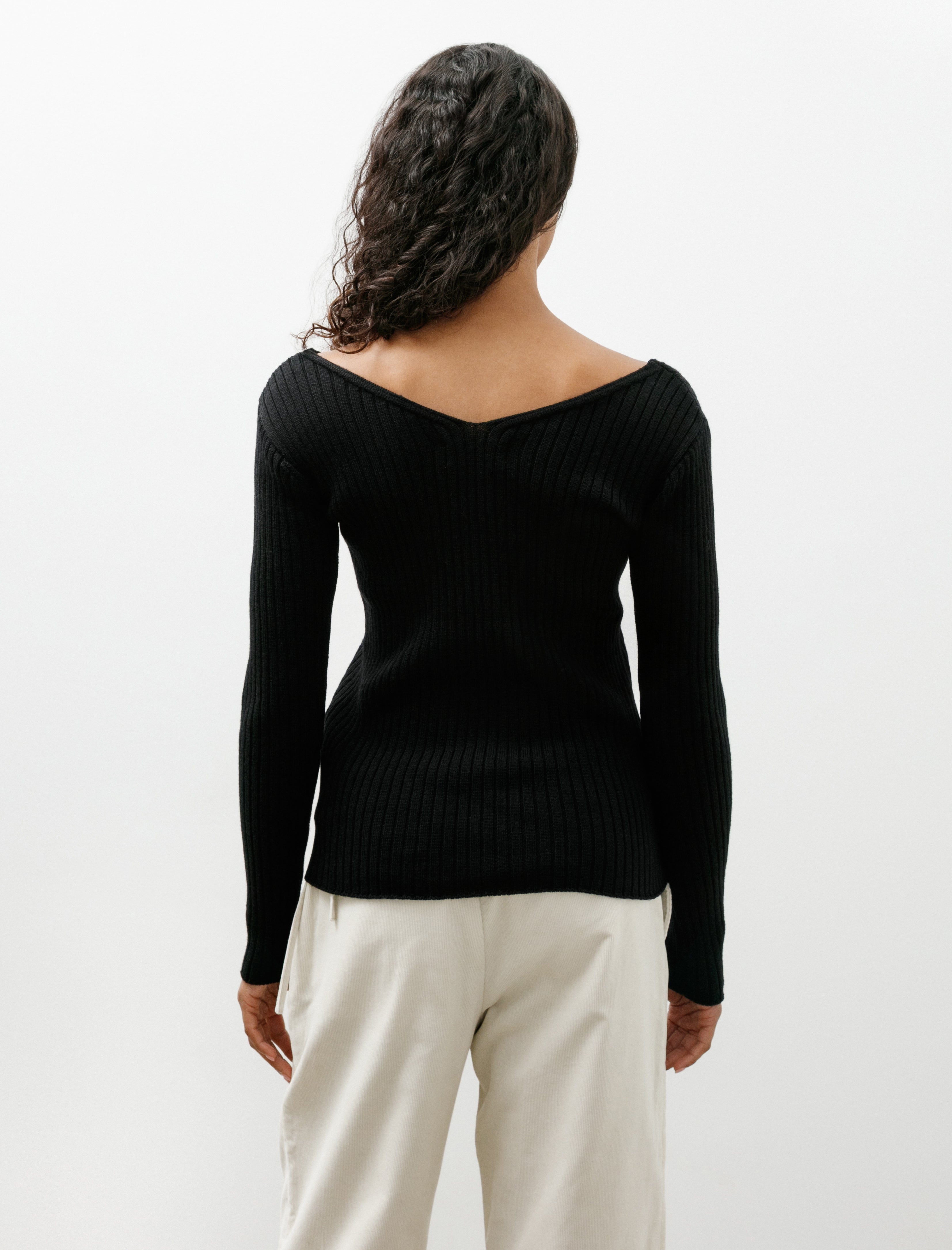 Ernie Palo V-Neck Melange Sweater Black