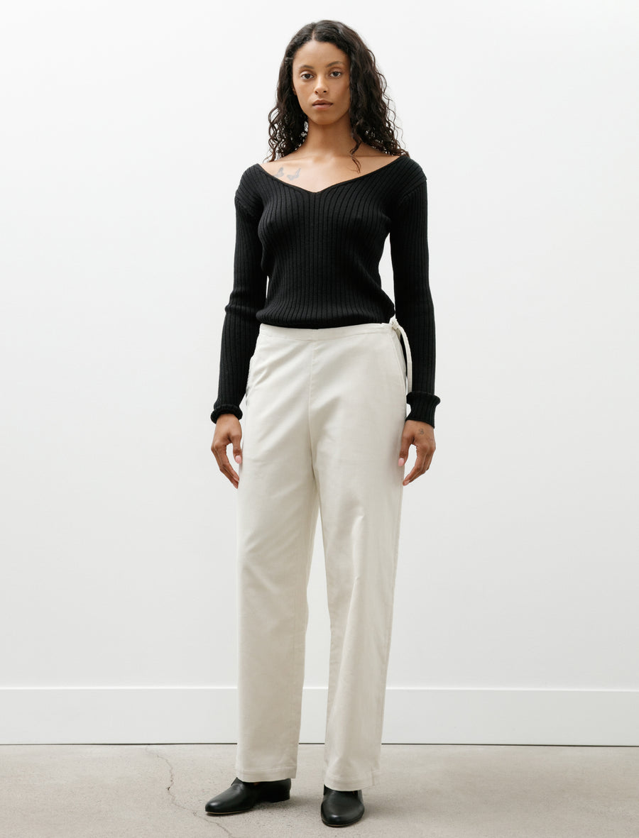 Corduroy Side Tie Easy Pants Ivory - Image 1