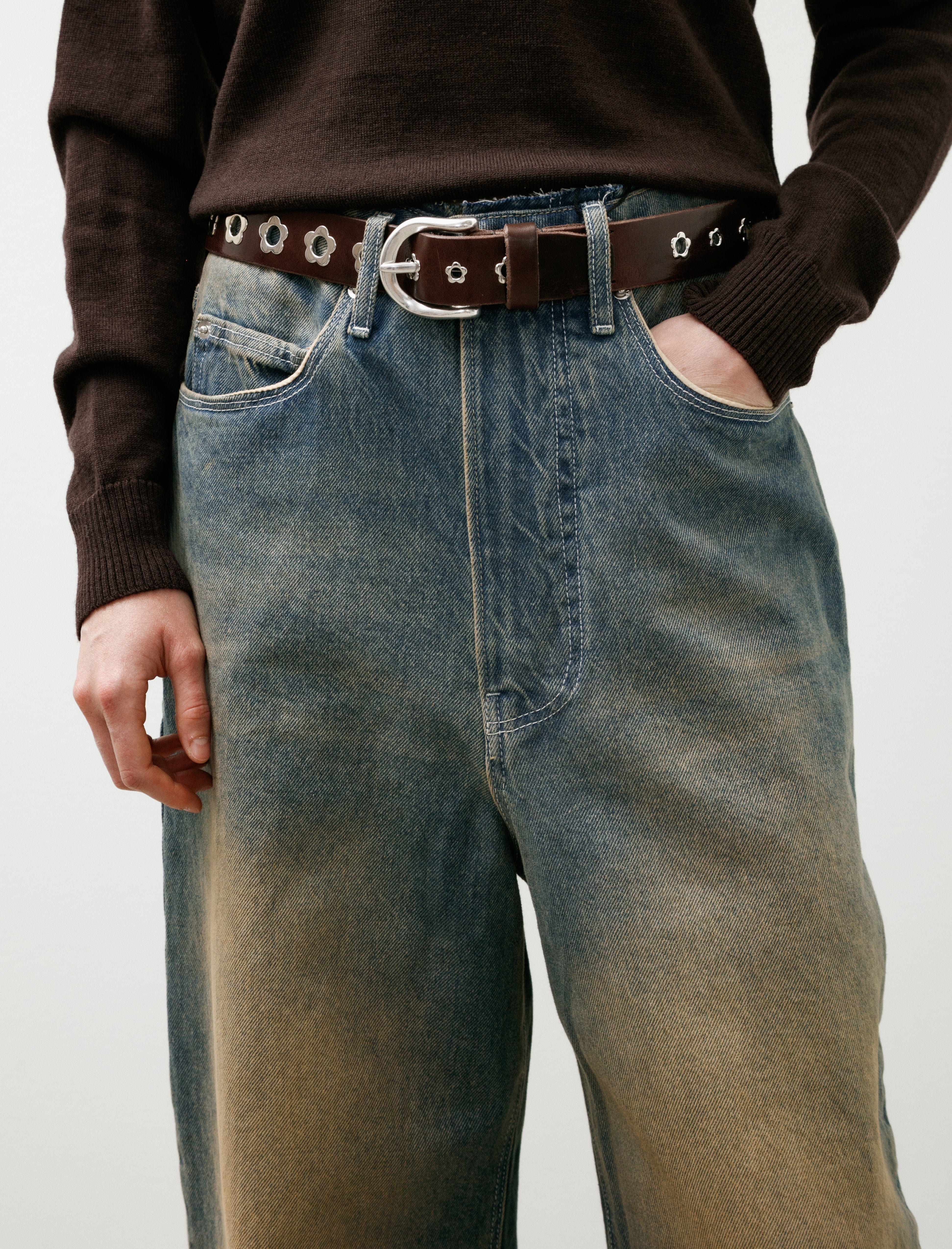 Our Legacy 3.5cm Flower Belt Grand Mahogany Glossy Bullhide