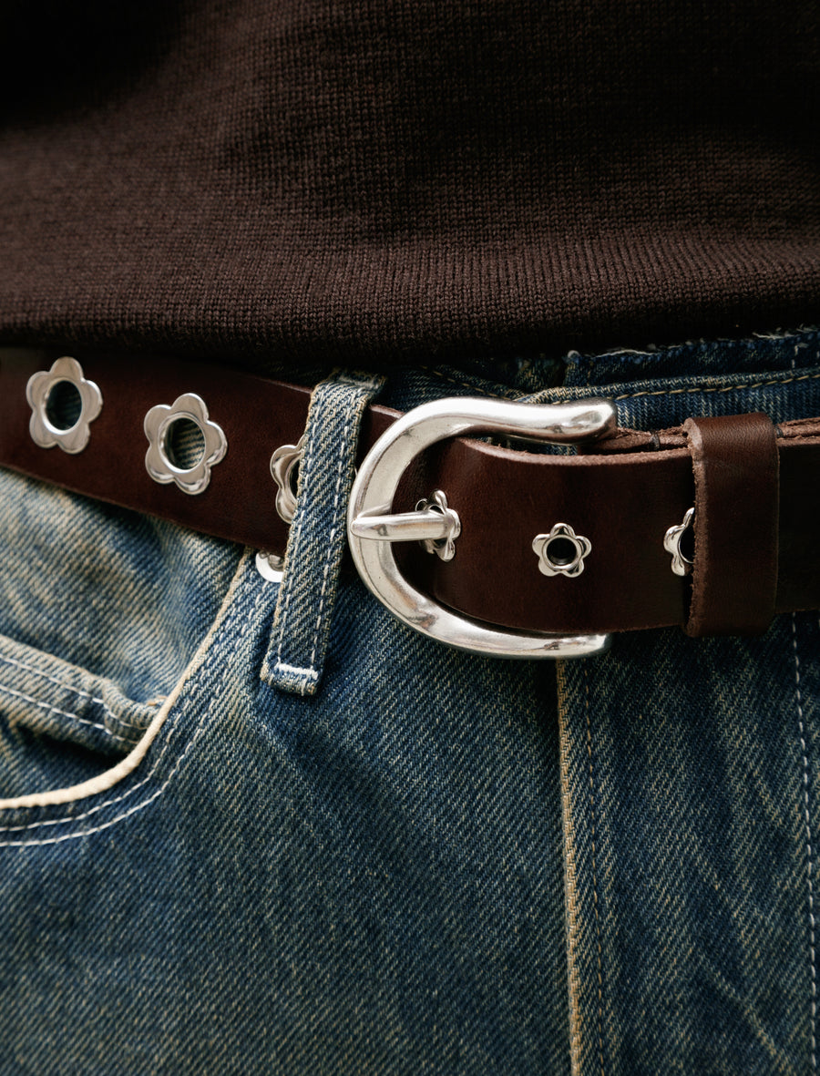 3.5cm Flower Belt Grand Mahogany Glossy Bullhide - Image 3
