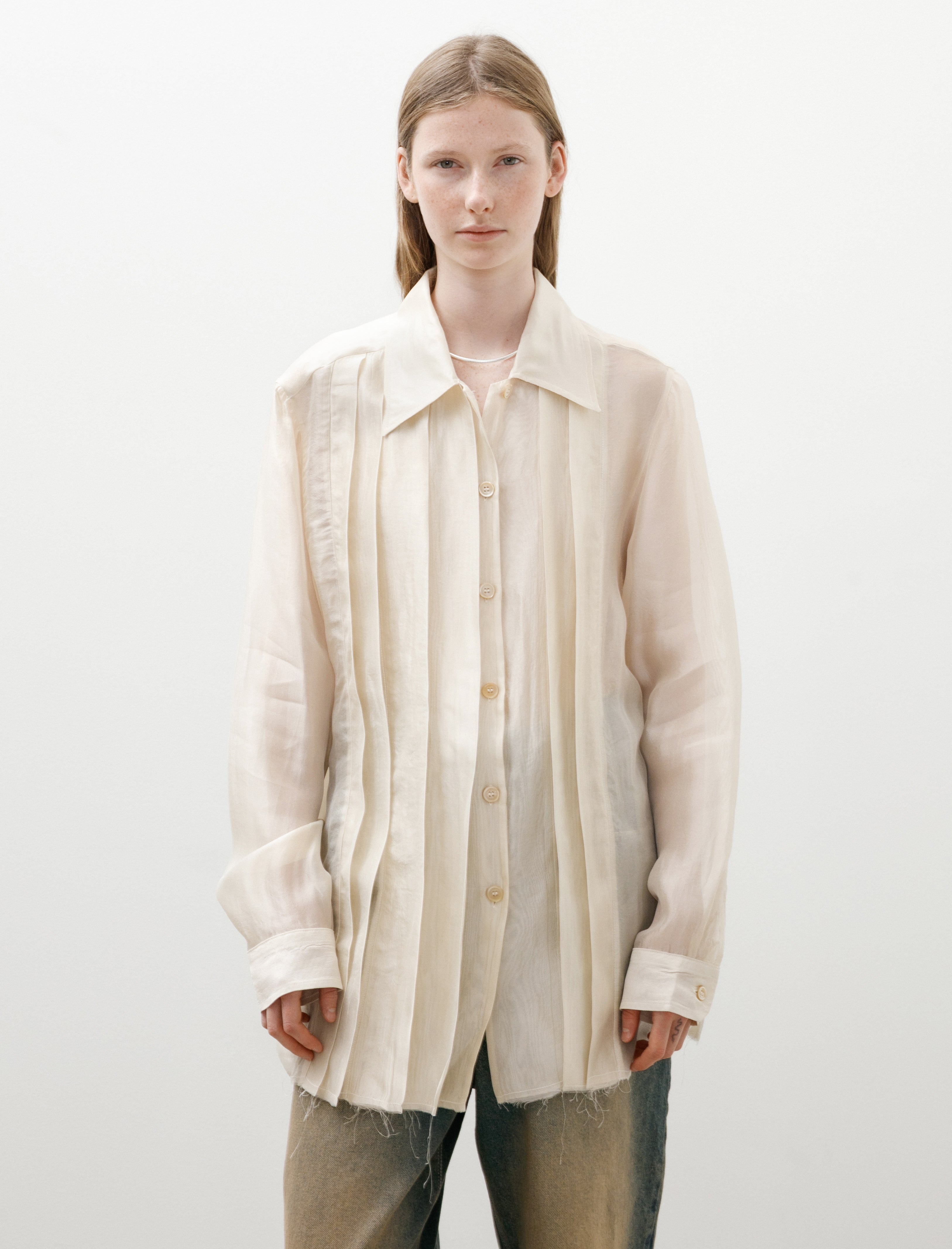 Our Legacy Tuexdo Every Shirt Moonlit Pearl Shimmer Gauze