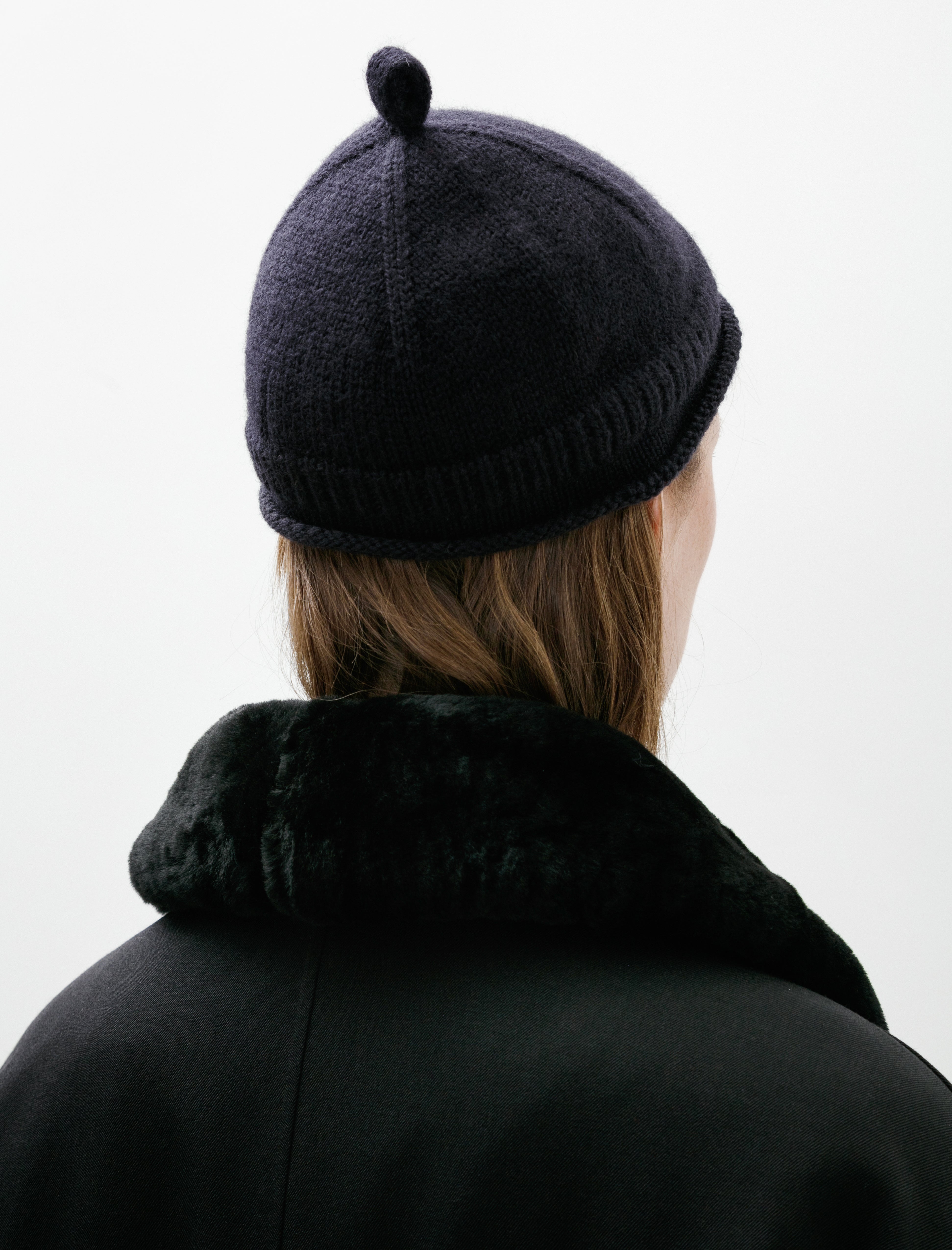 MHL Rolled Hem Beanie British Merino Dark Navy
