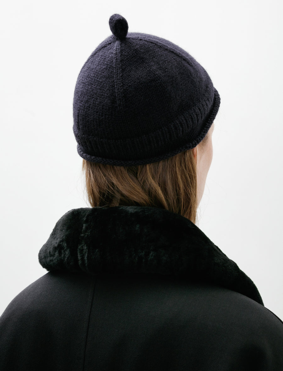 MHL Rolled Hem Beanie British Merino Dark Navy - Image 3