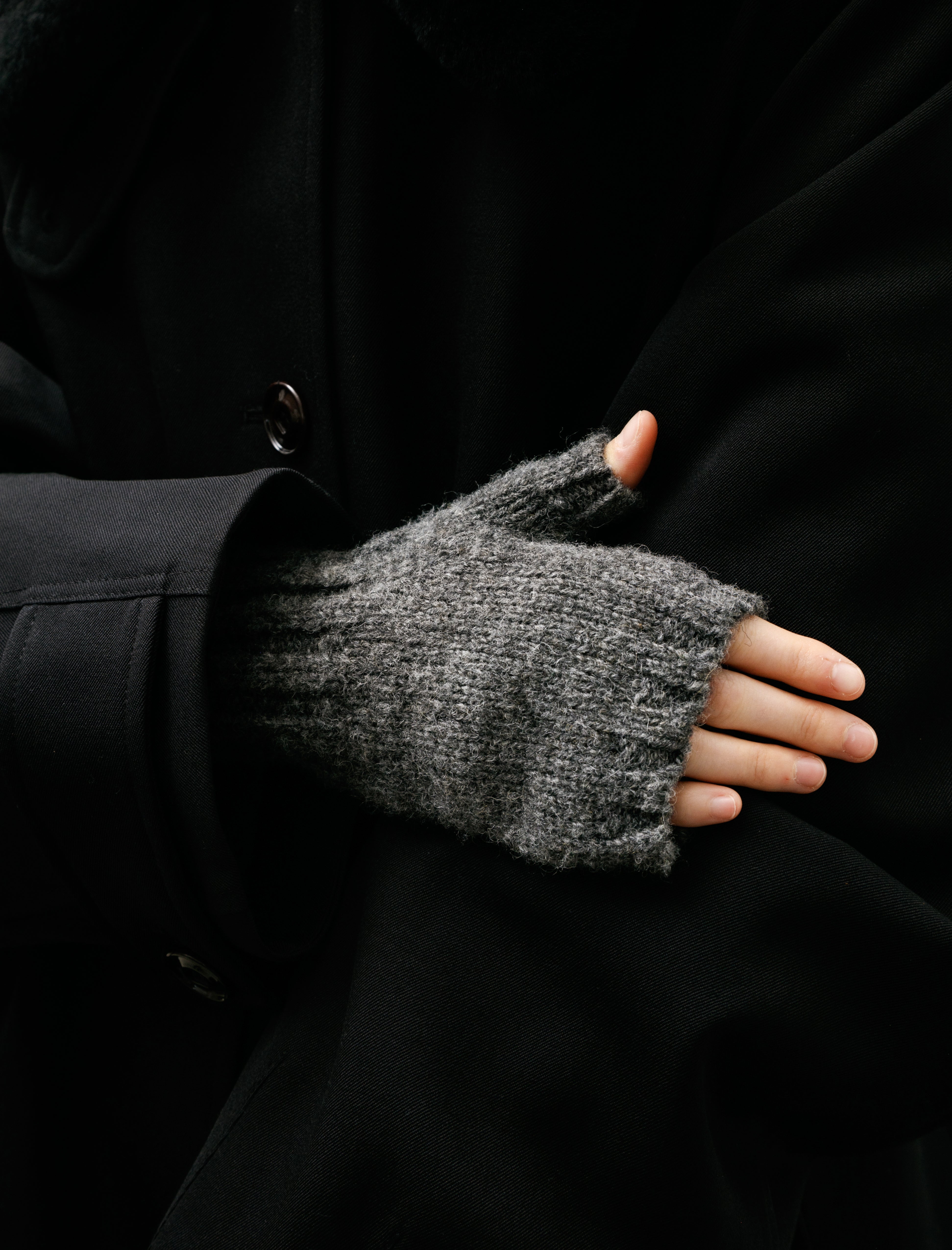 MHL Chunky Fingerless Glove Shetland Wool Grey