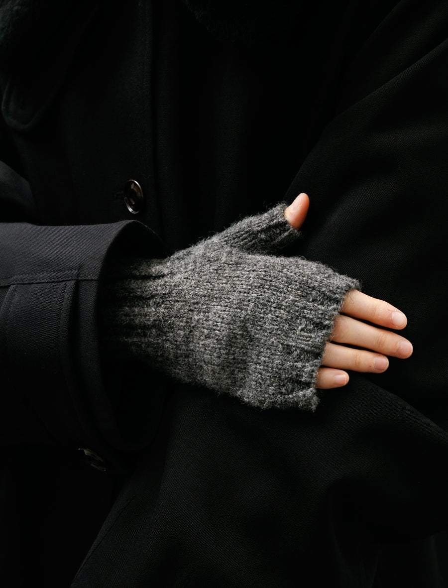 MHL Chunky Fingerless Glove Shetland Wool Grey - Image 2