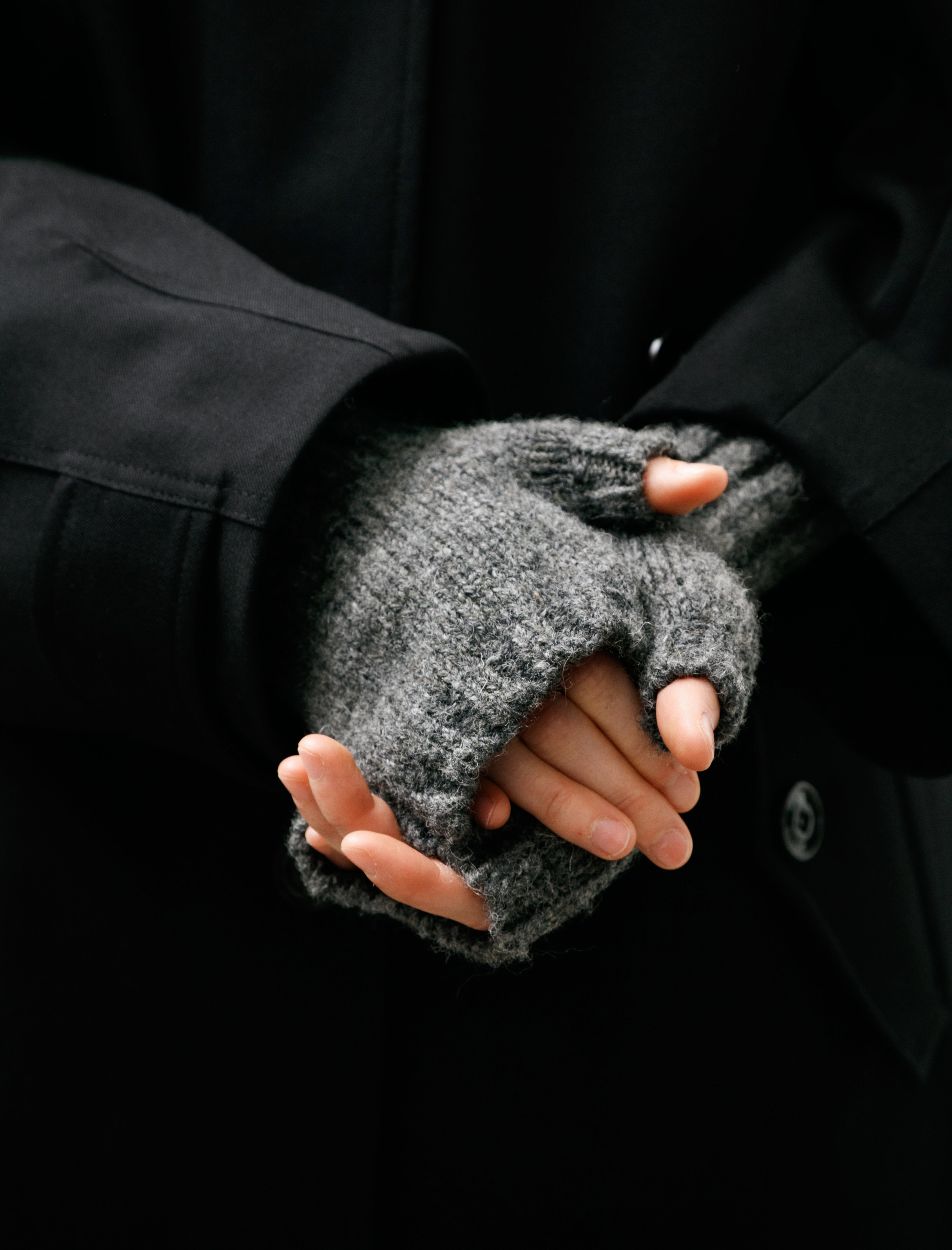 MHL Chunky Fingerless Glove Shetland Wool Grey