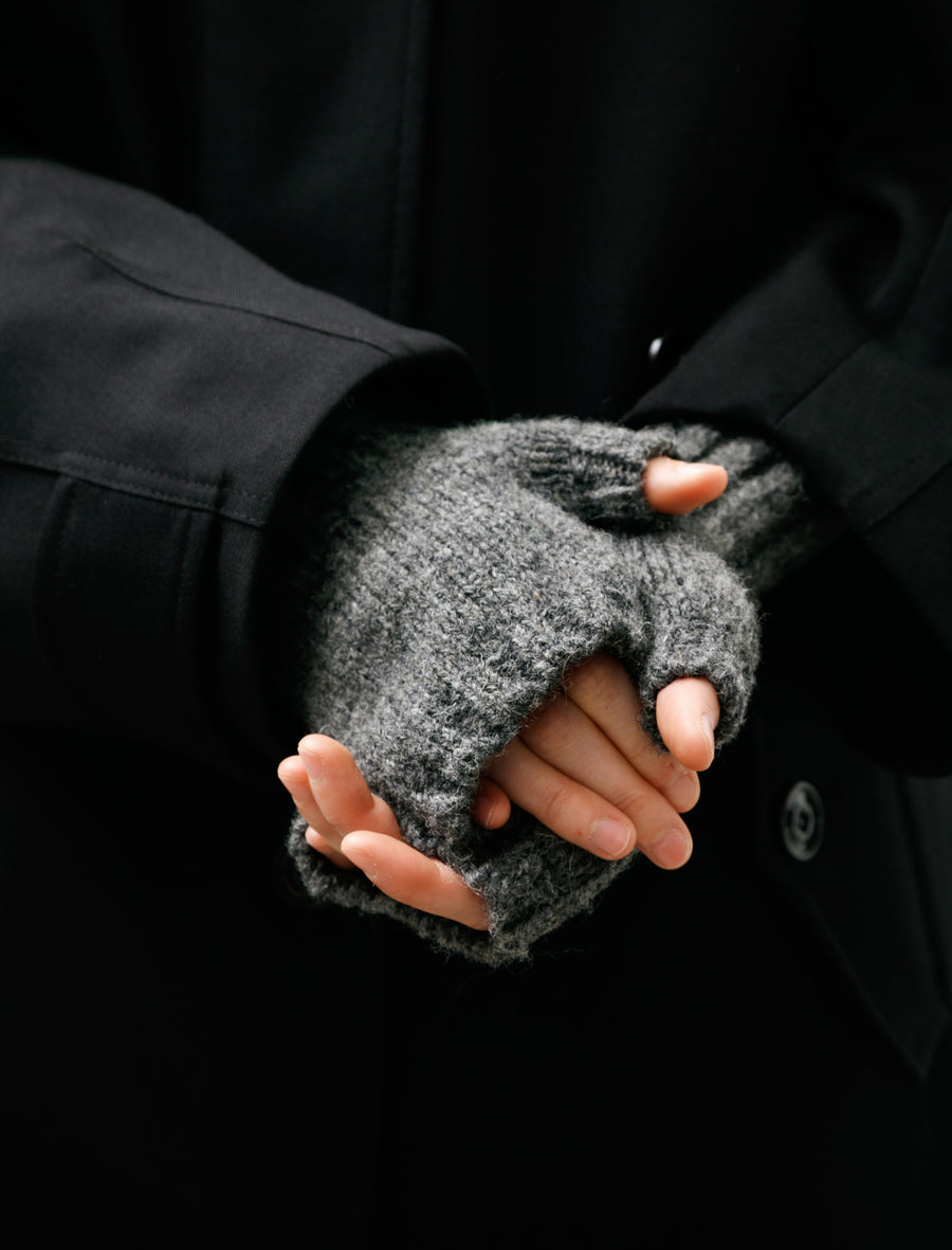 MHL Chunky Fingerless Glove Shetland Wool Grey - Image 3