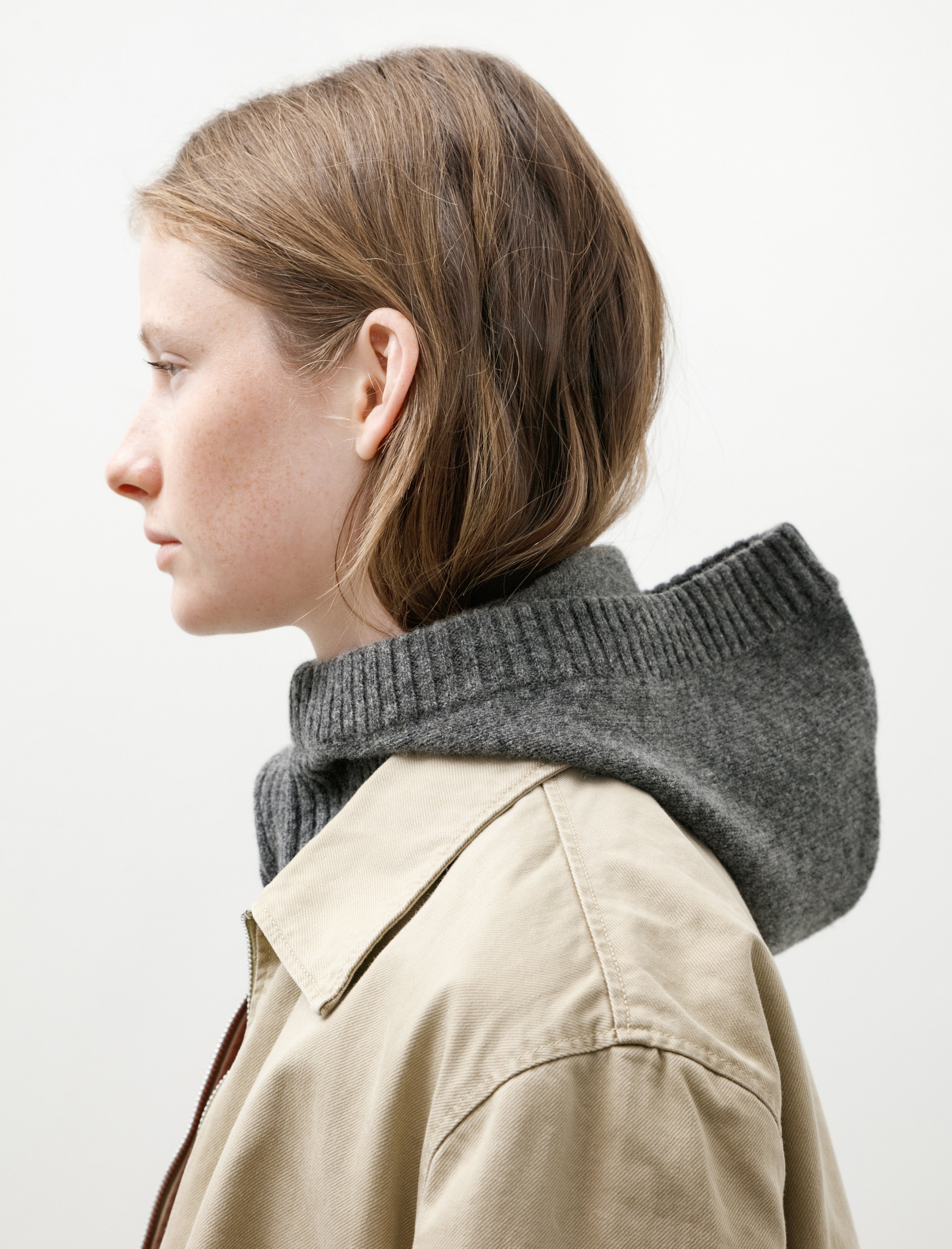
MHL Felted Hood Lambswool Grey Heather