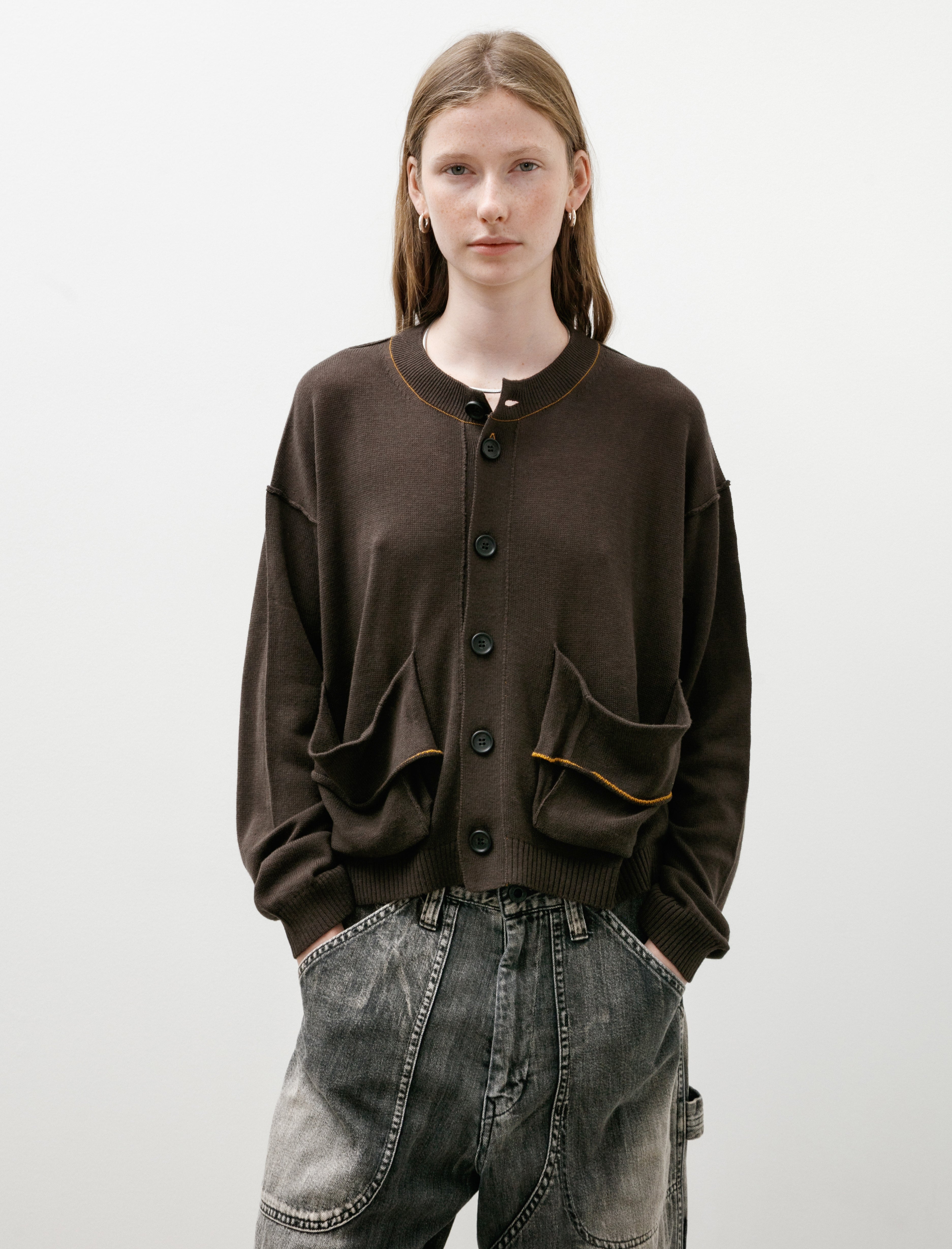 Y's by Yohji Yamamoto Big Pocket Short Cardigan Brown