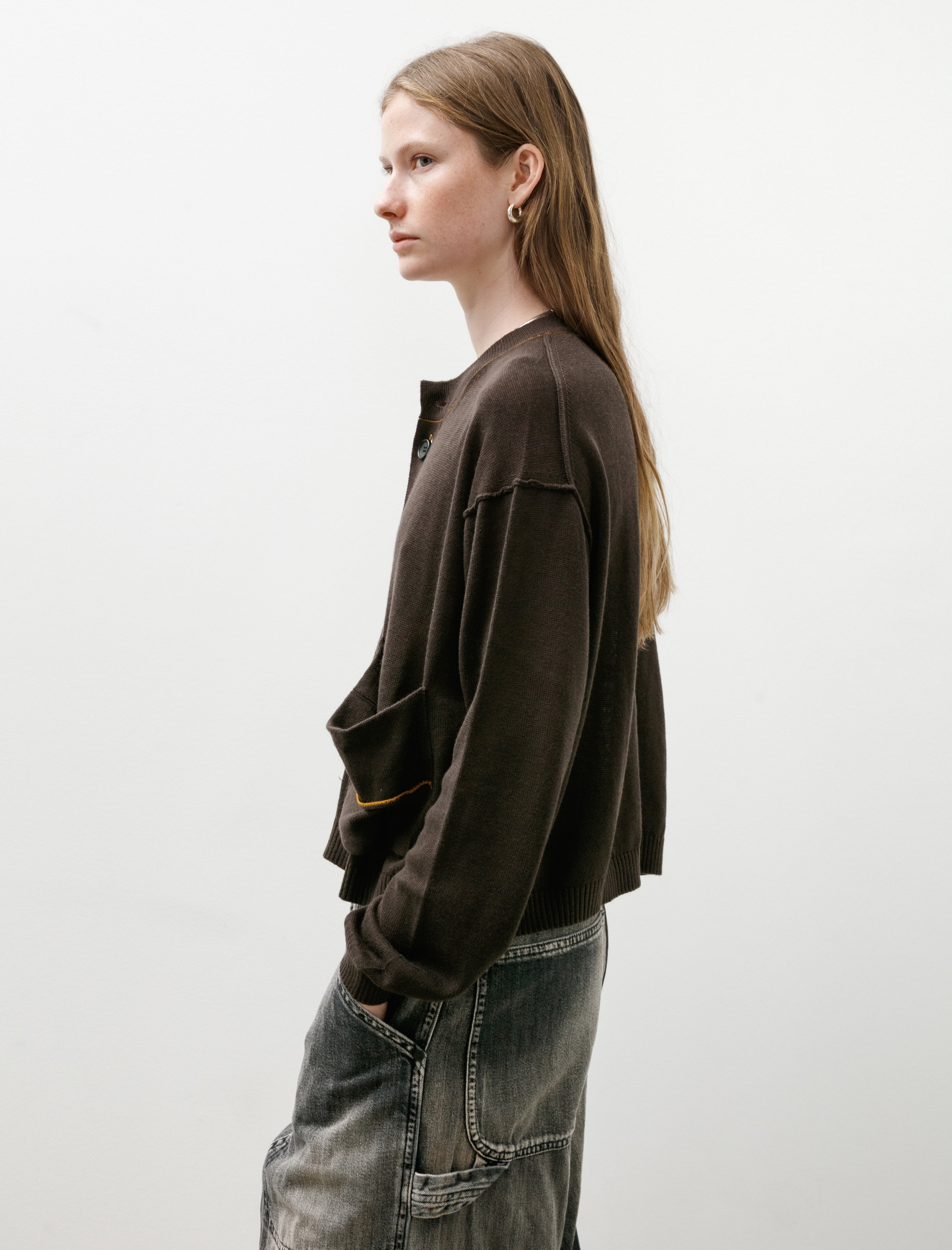 Y's by Yohji Yamamoto Big Pocket Short Cardigan Brown