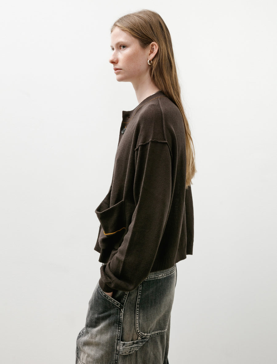 Big Pocket Short Cardigan Brown - Image 3