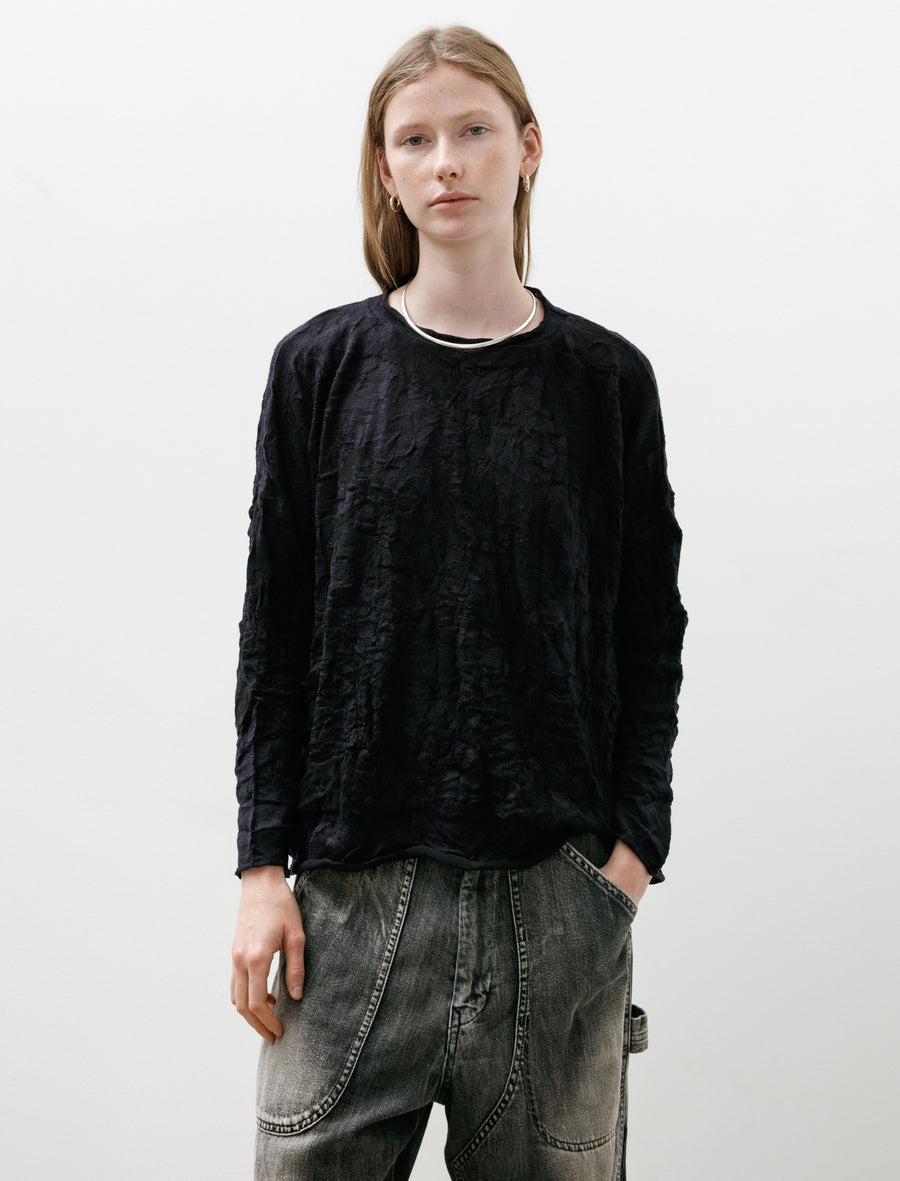 Shrunken Crinkle Pullover Black - Image 1