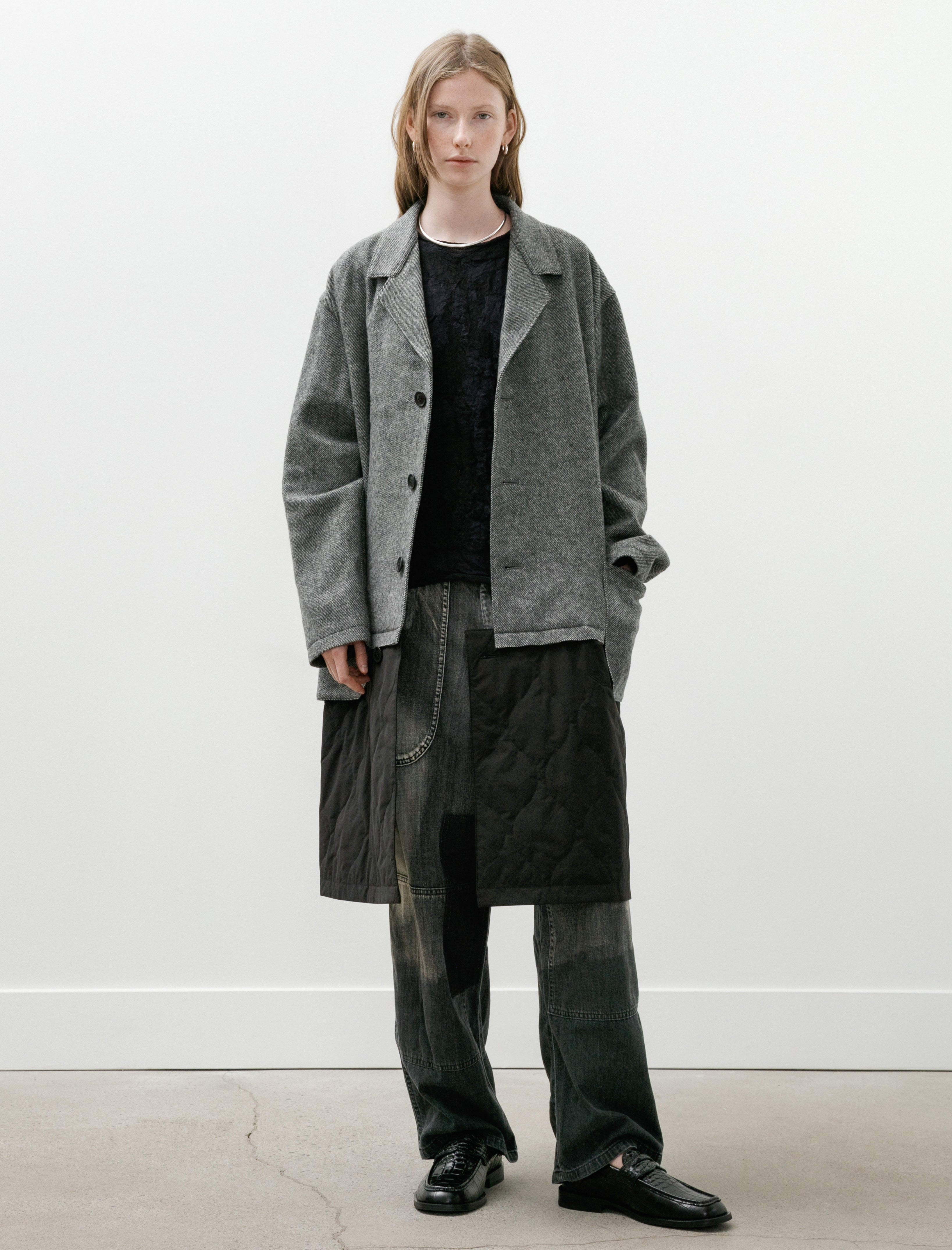Y's by Yohji Yamamoto Horizontal Panel Coat Grey/Black
