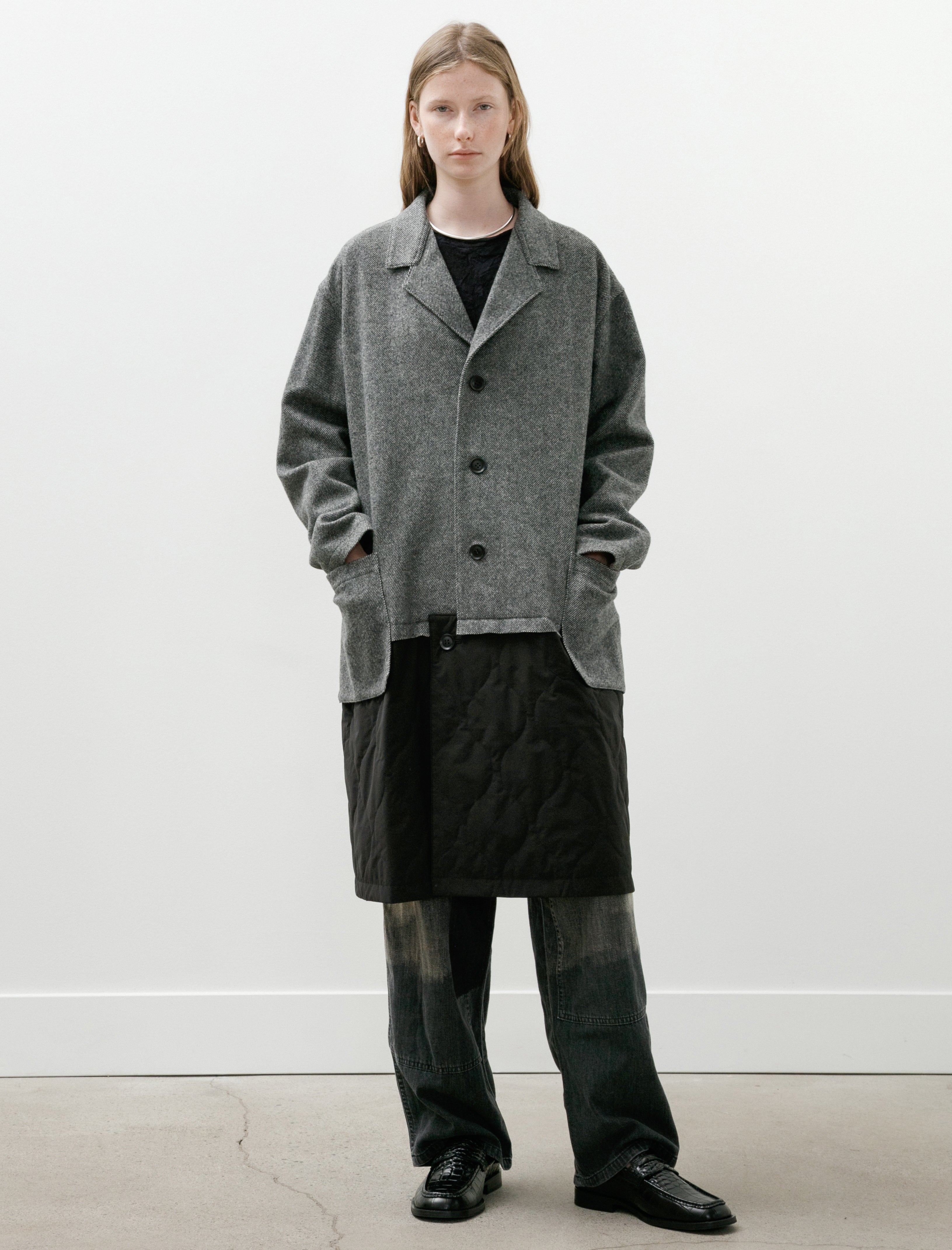 Y's by Yohji Yamamoto Horizontal Panel Coat Grey/Black