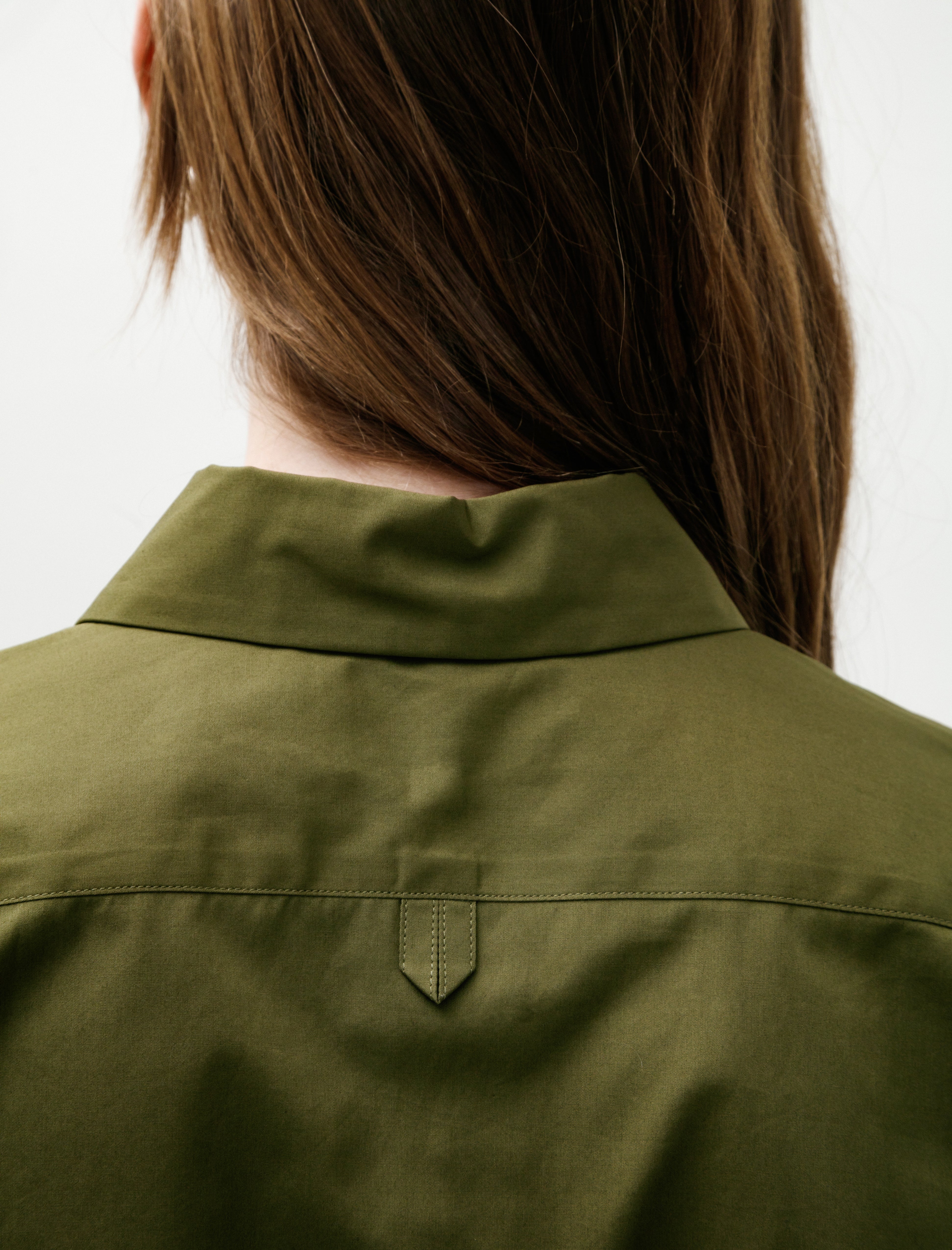 Margaret Howell Simple Shirt Double Twist Cotton Poplin Leaf Green