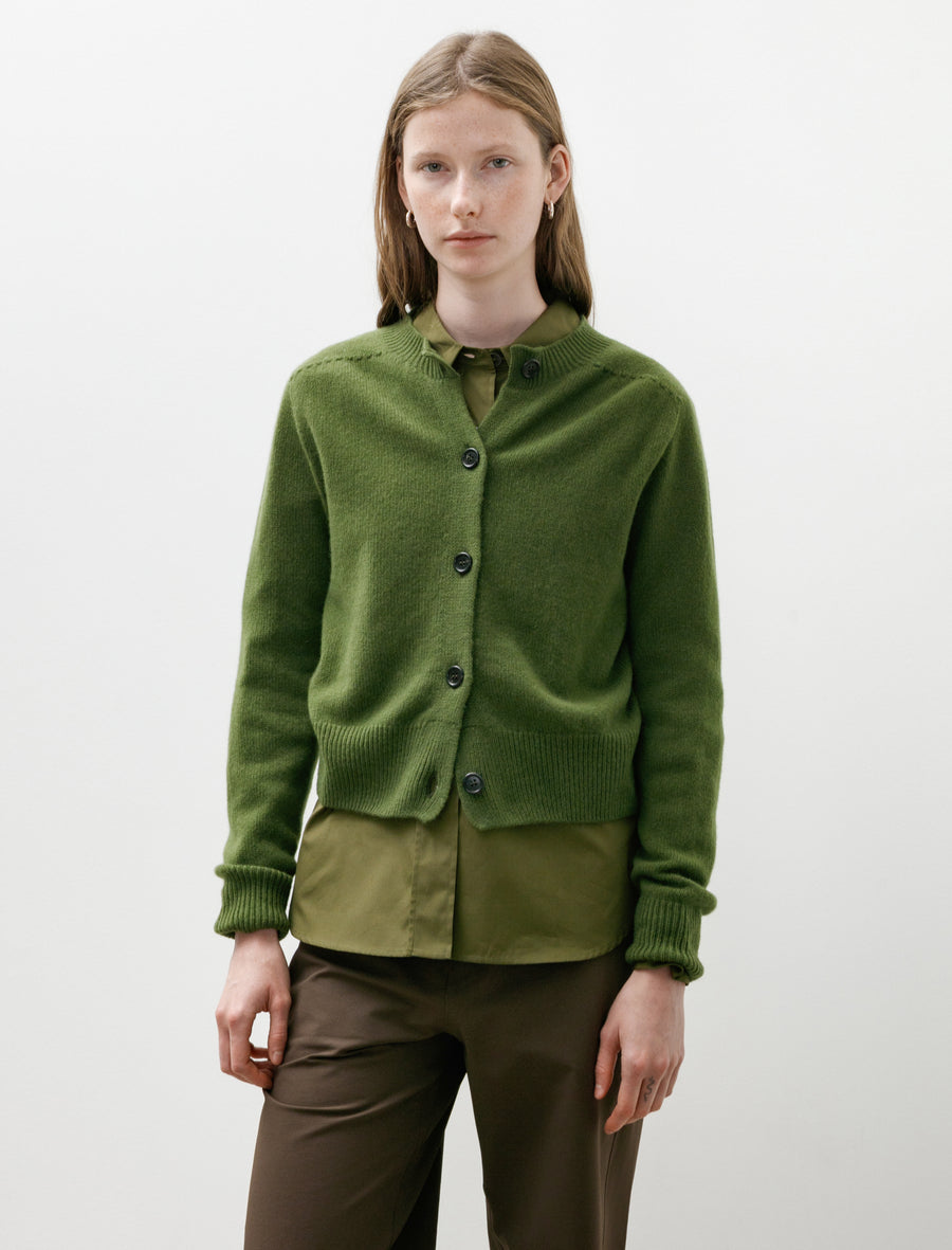 Small Crew Neck Cardigan Merino Cashmere Wheatgrass - Image 4