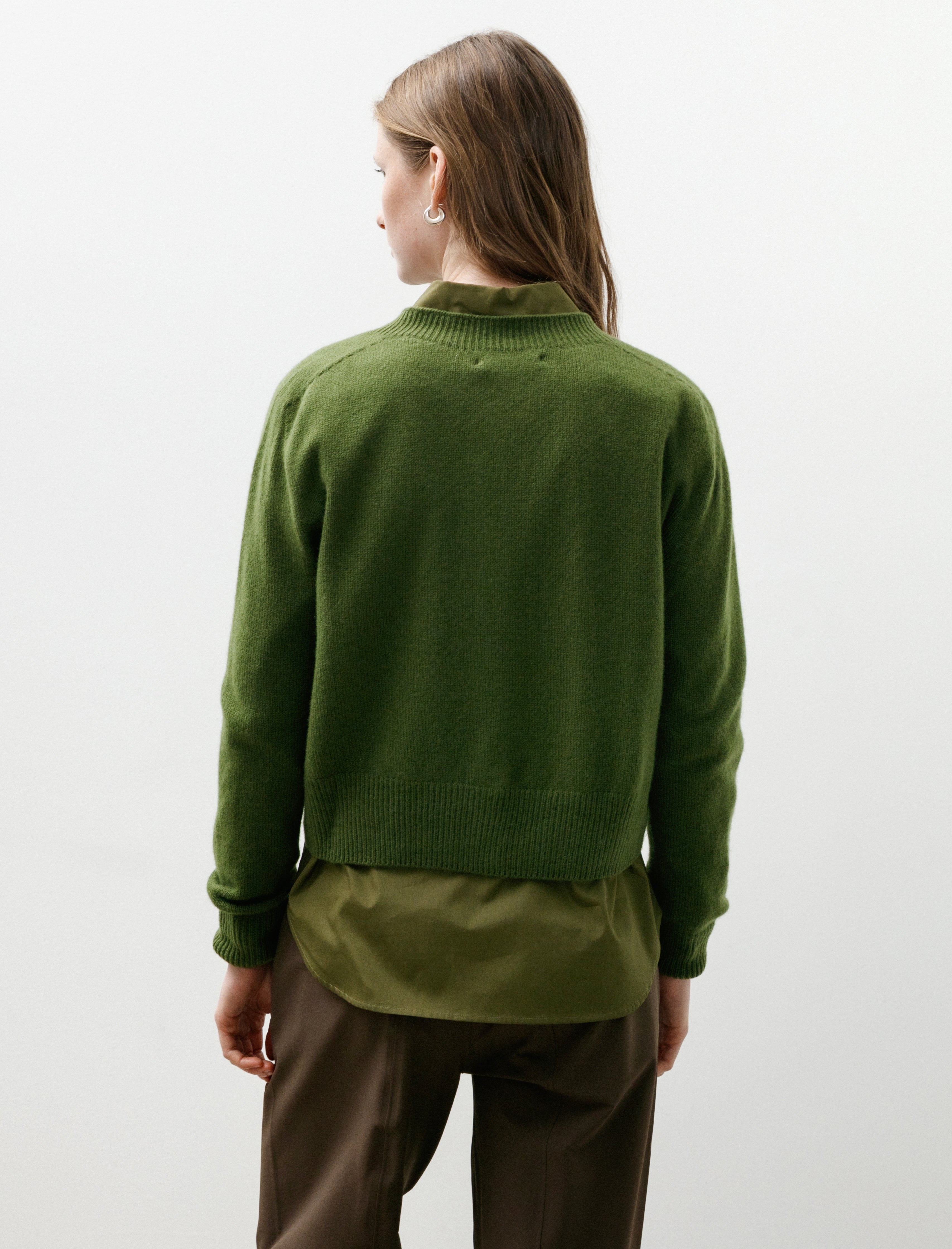 Margaret Howell Small Crew Neck Cardigan Merino Cashmere Wheatgrass