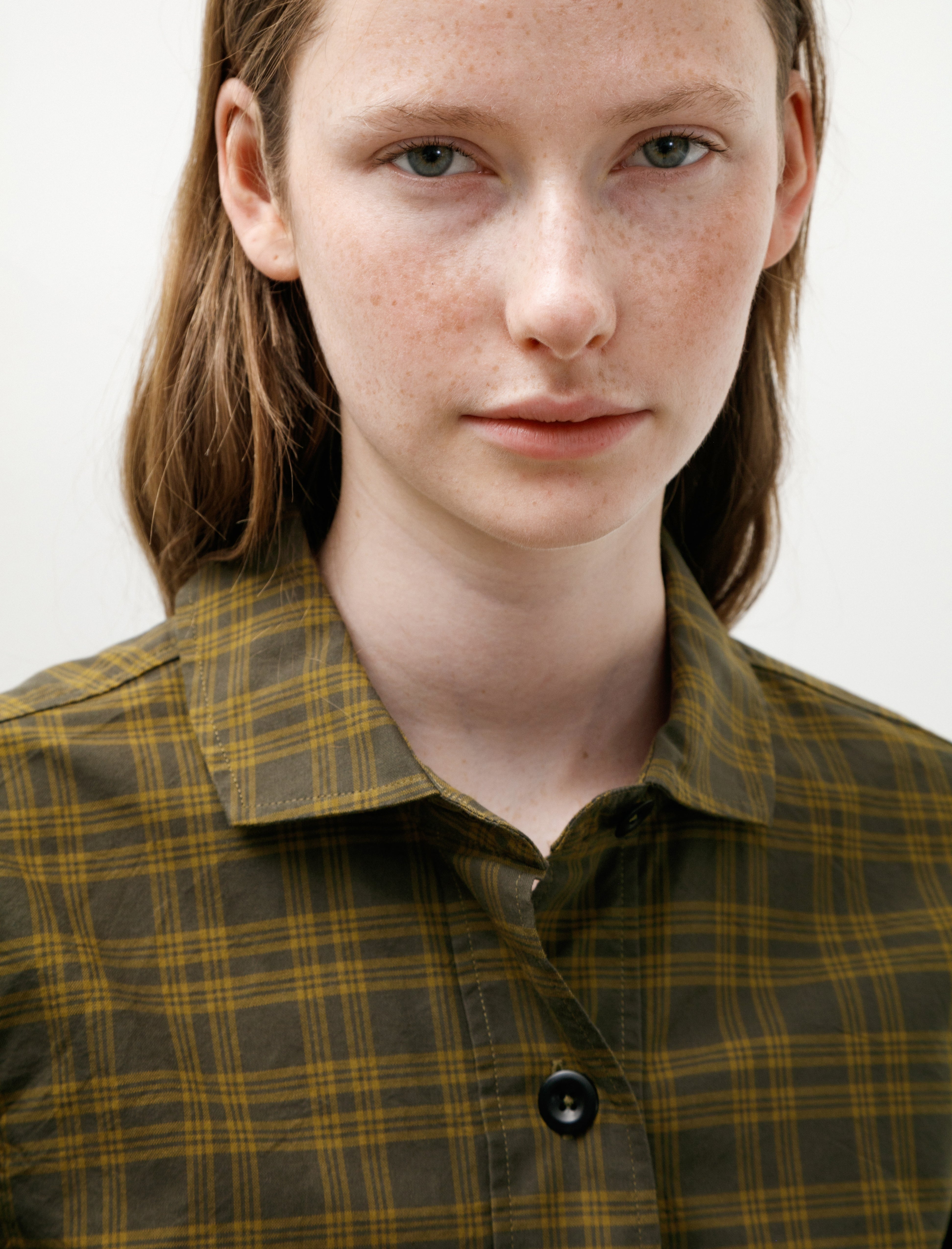 MHL Simple Shirt Tonal Cotton Check Khaki Cumin