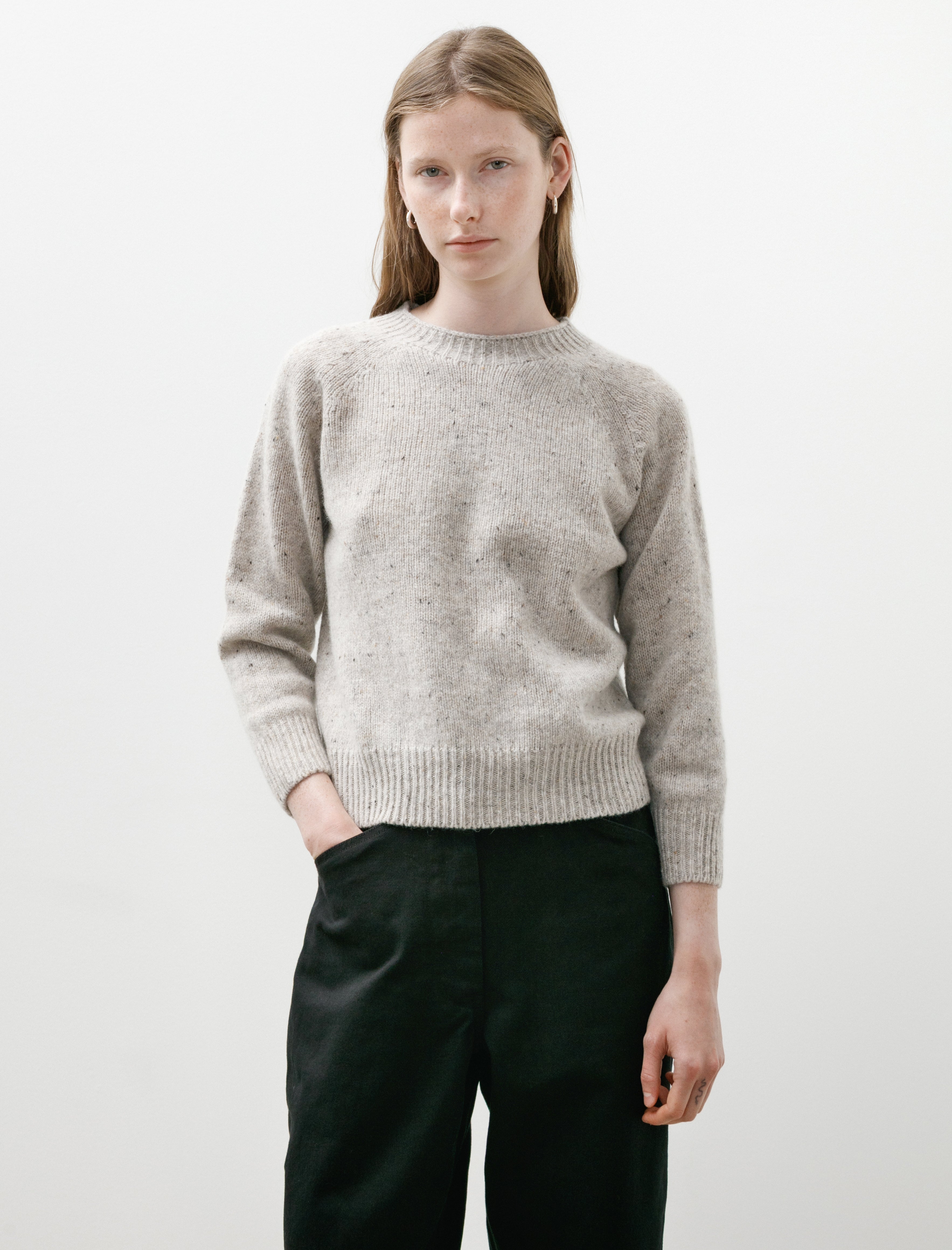 Margaret Howell Donegal Crew Neck Soft Wool Pebble
