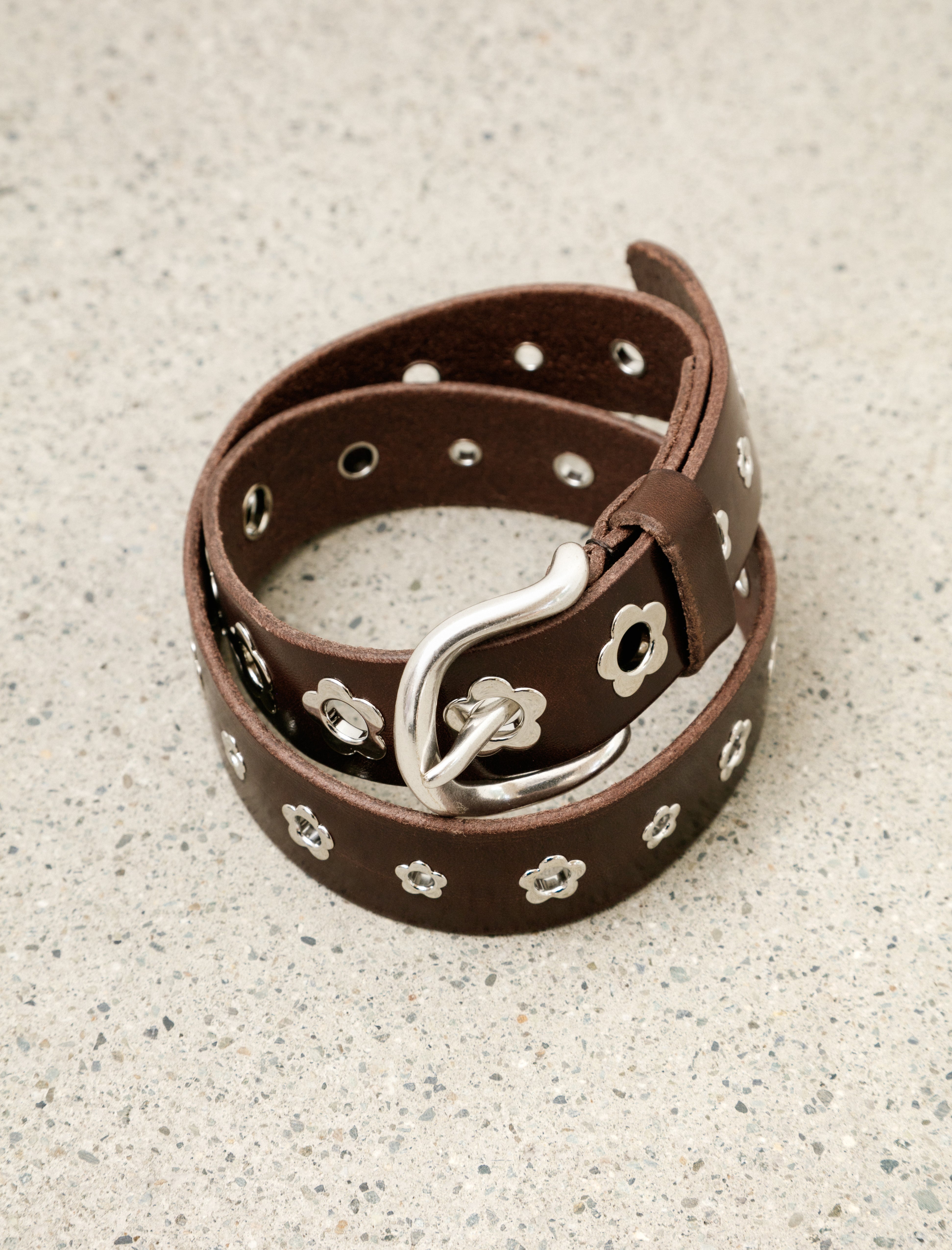 Our Legacy 3.5cm Flower Belt Grand Mahogany Glossy Bullhide
