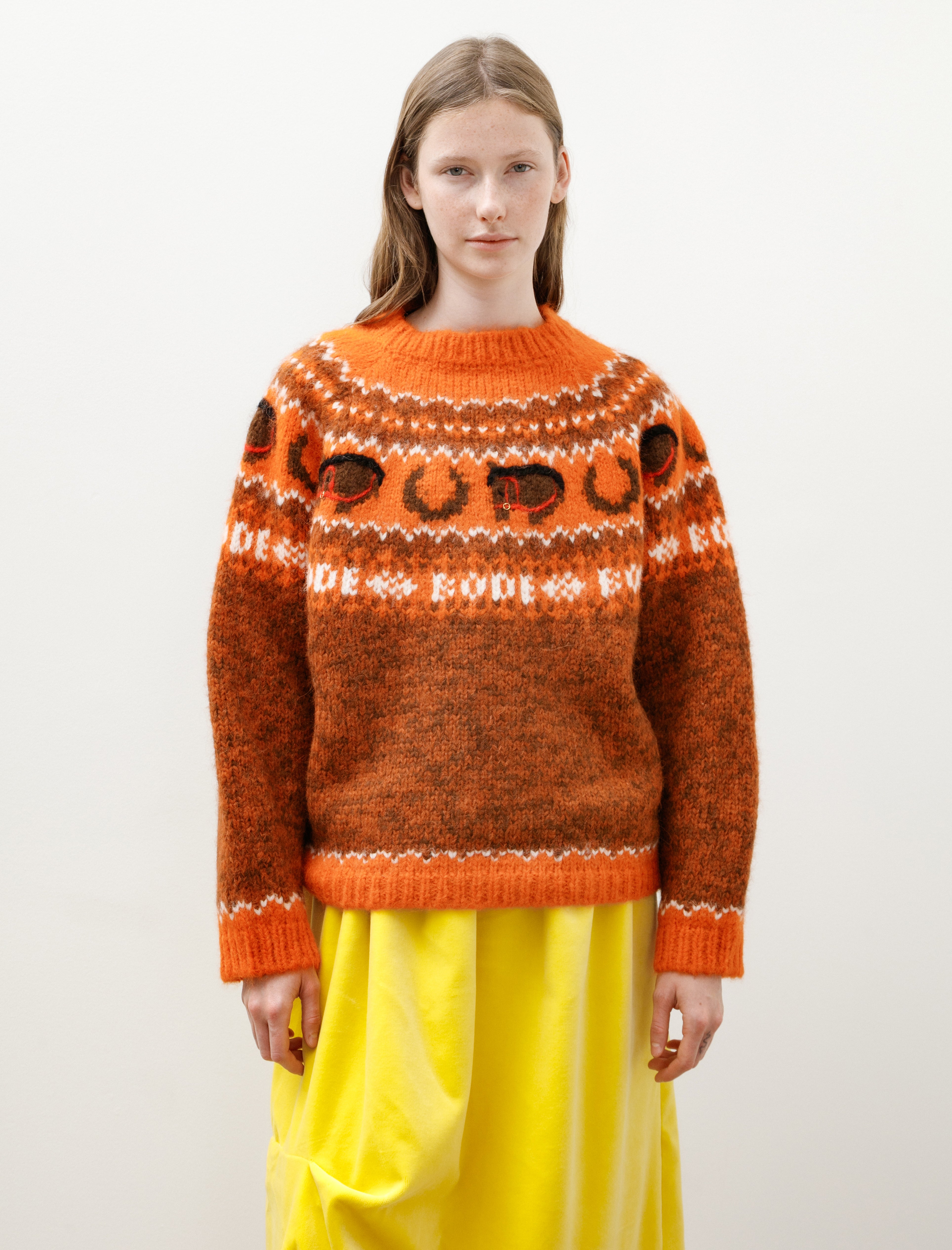 Bode Corral Sweater Orange Multi