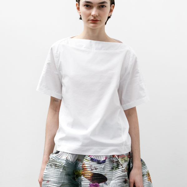 Wanze Boat Neck T-shirt Cotton Poplin White – Neighbour