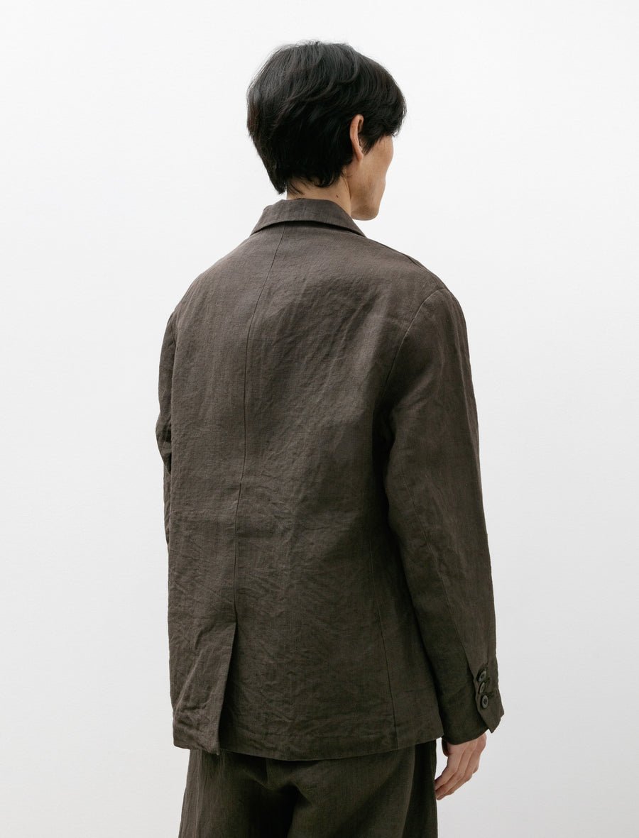 Evan Kinori Three Button Jacket Dobby Weave Hemp Shale Grey