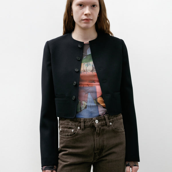 ジャケット・アウター HIGH DENSITY WOOL TWILL SHORT JACKET Auralee High Density Wool Twill Short Jacket in Dark Navy